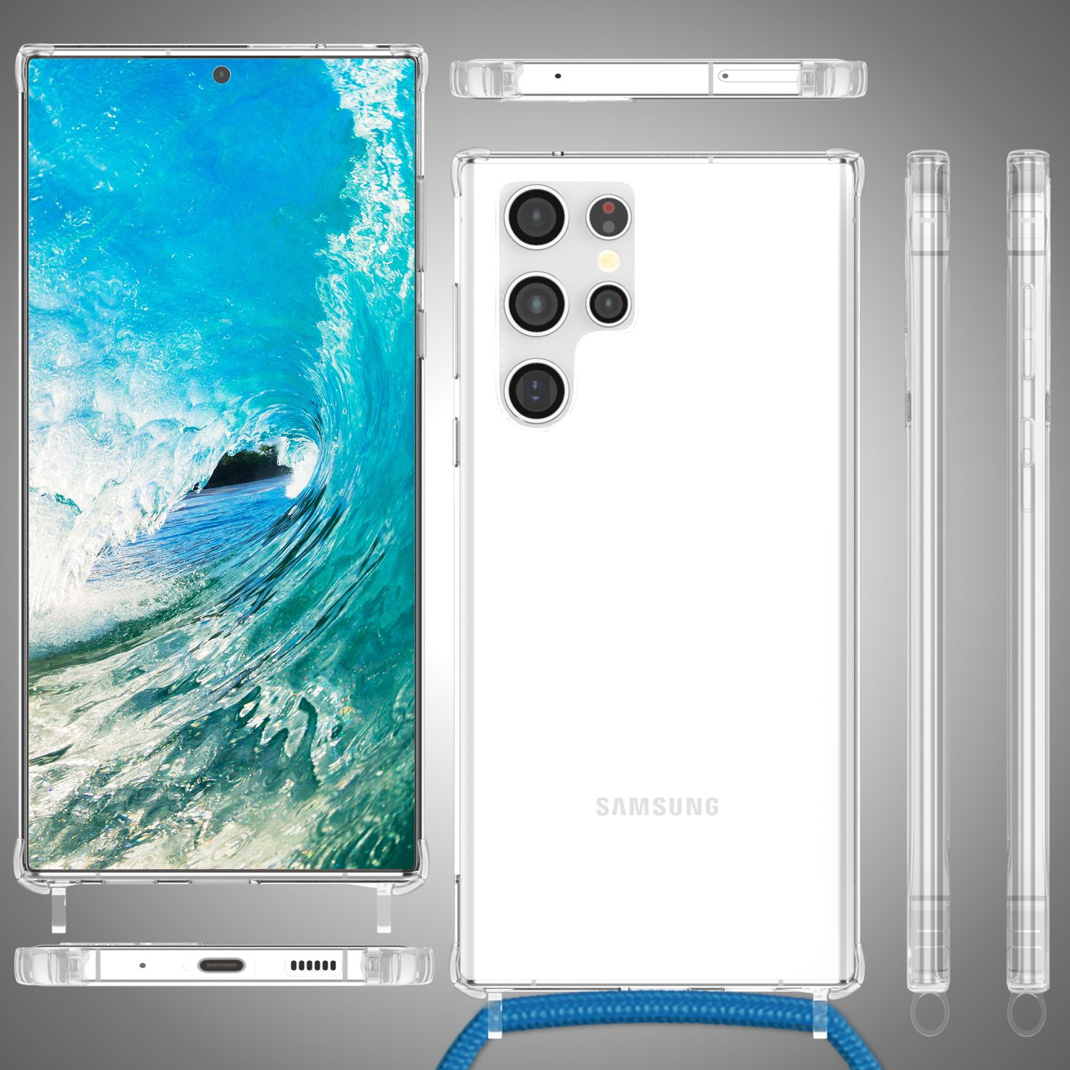 Handyhülle mit Kette transparent für Samsung Galaxy S23 Ultra Kunststoff TPU