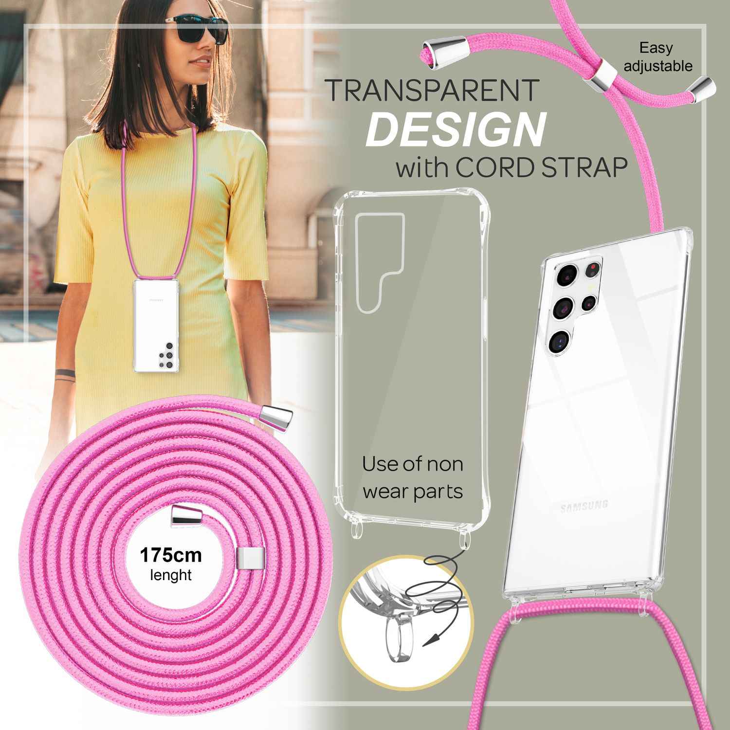 Klare Hülle mit Kette zum Umhängen für Samsung Galaxy S23 Ultra