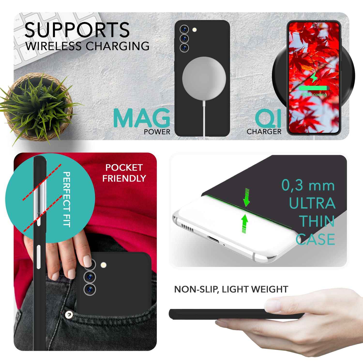 Matte Handy Hülle 0,3mm Dünn für Samsung Galaxy S23, 2x Displayschutz
