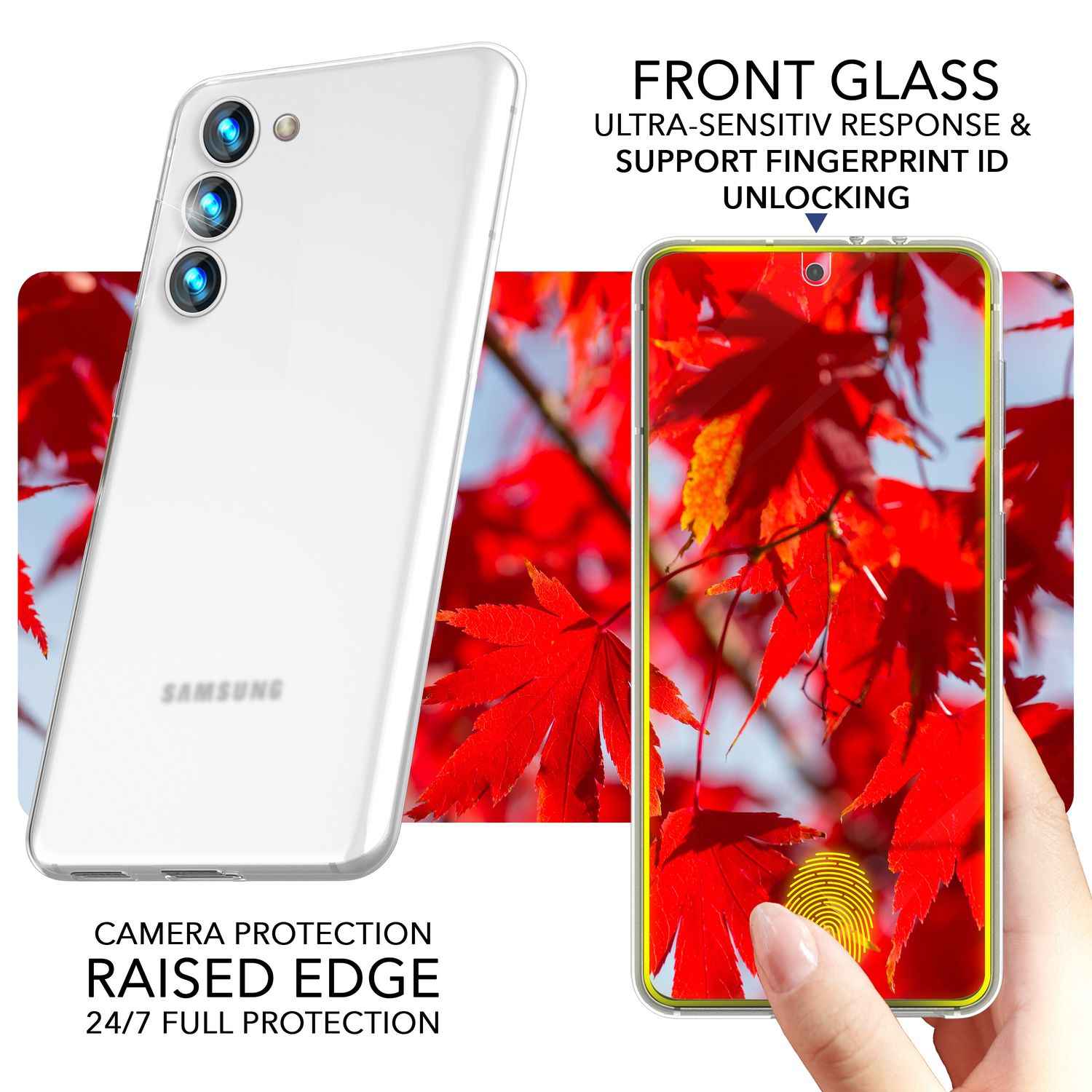 Handy Hülle Matt 0,3mm Dünn für Samsung Galaxy S23 Plus, 2x Displayglas