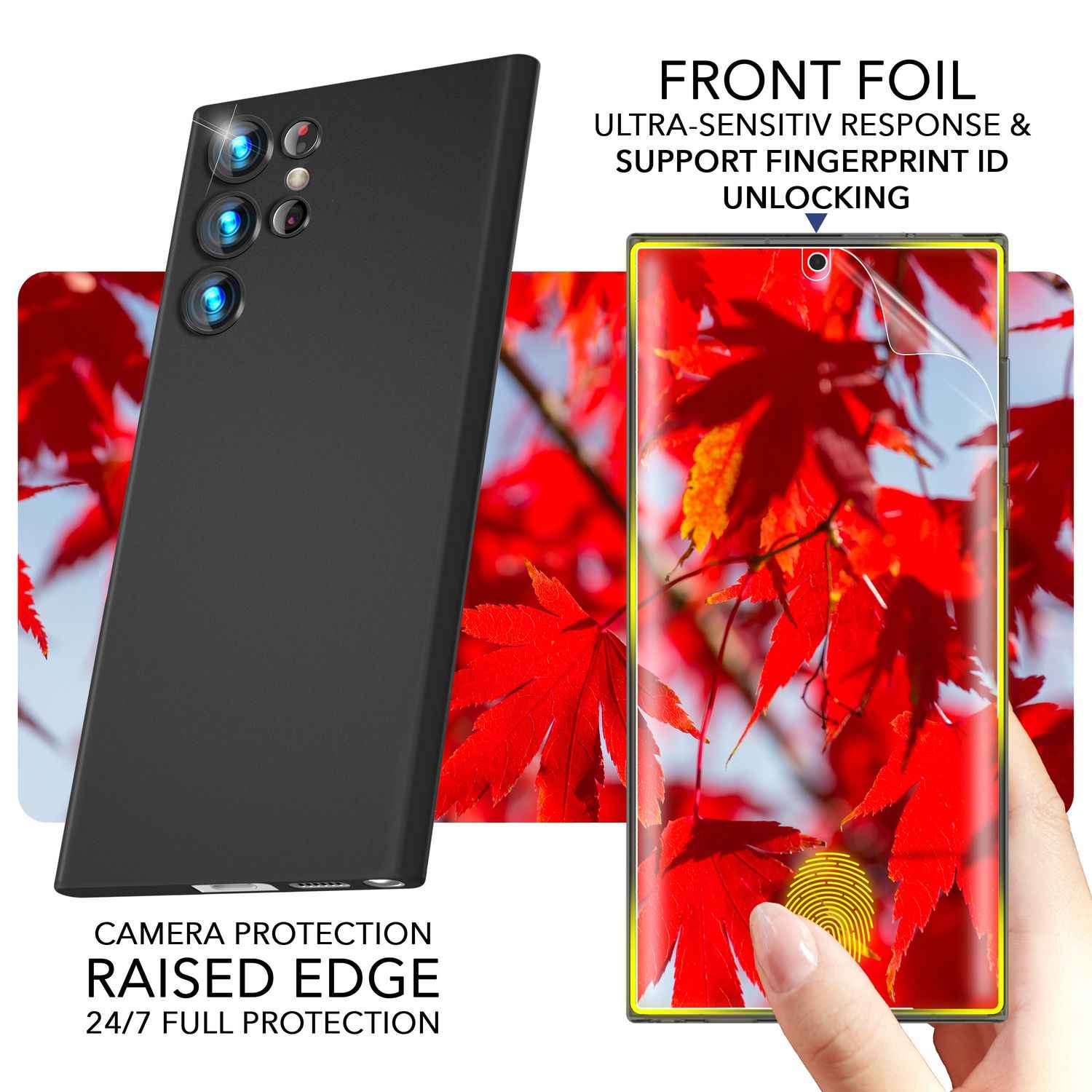 Handy Hülle 0,3mm Dünn für Samsung Galaxy S23 Ultra, 2x Displayschutz
