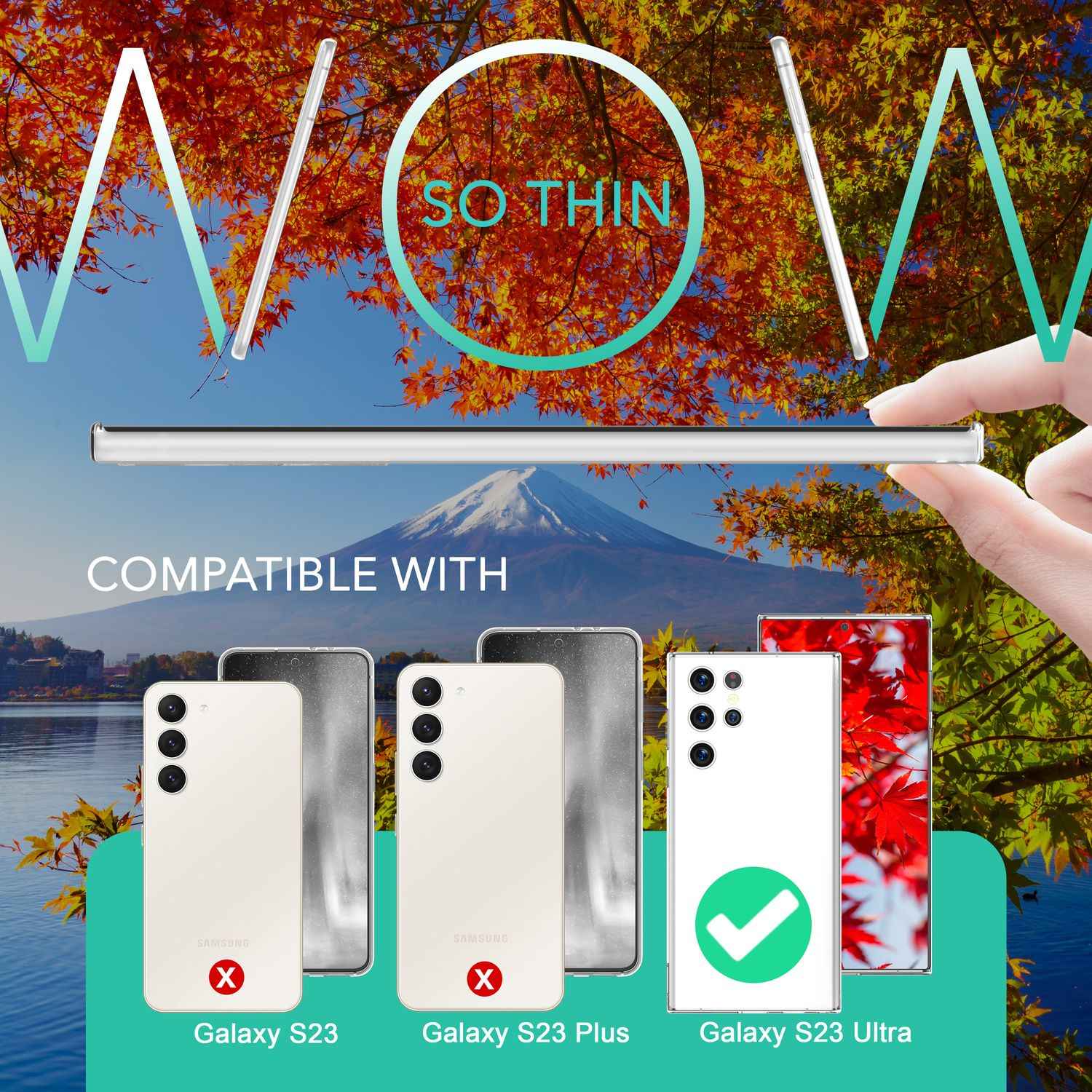 Handy Hülle 0,3mm Dünn für Samsung Galaxy S23 Ultra, 2x Displayschutz