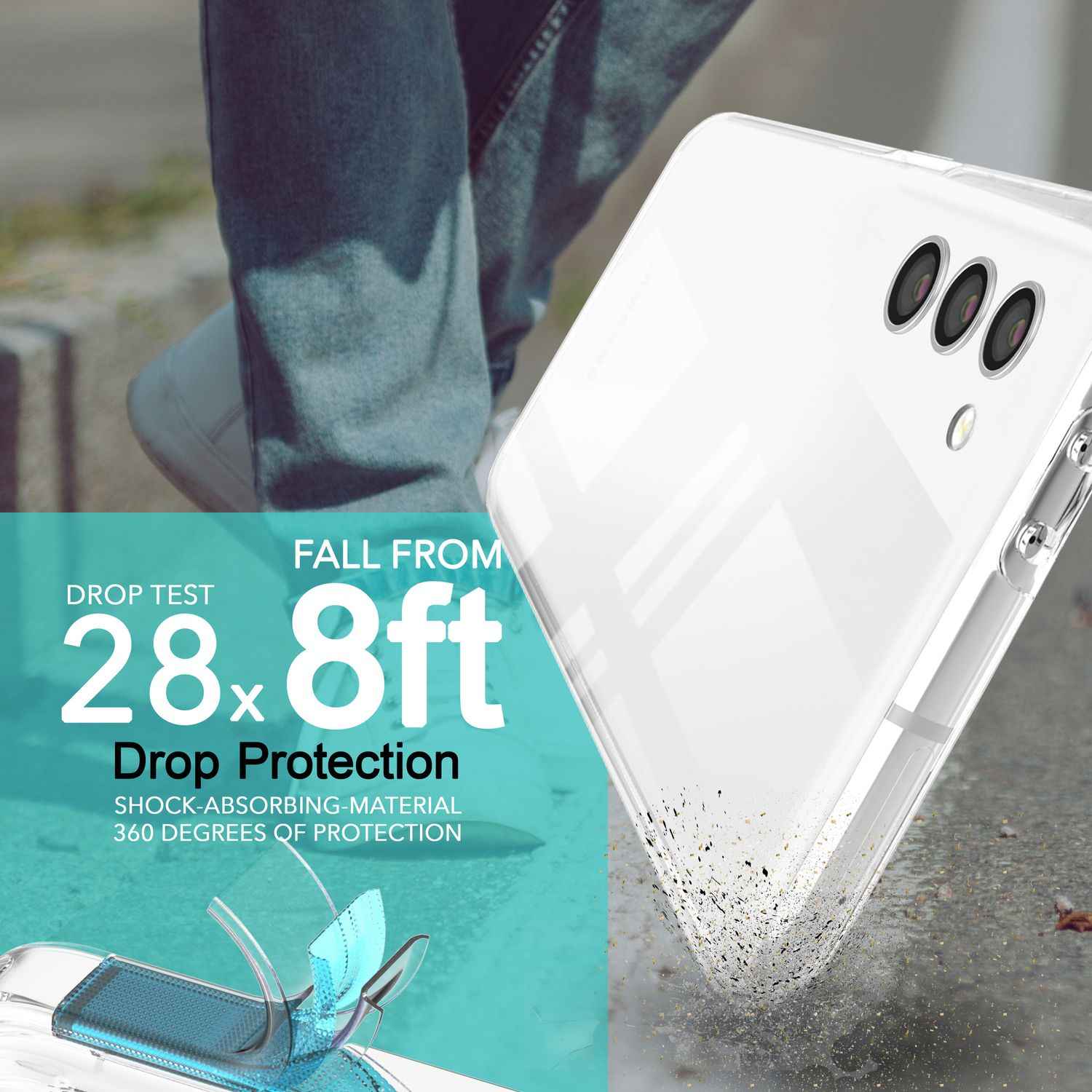 Klare 360 Grad Hülle für Samsung Galaxy S23, Full-Cover Hardcase, Transparent