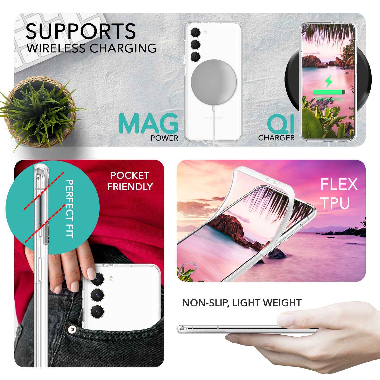 Klare 360 Grad Hülle für Samsung Galaxy S23 Plus, Full-Cover Schutz, Transparent