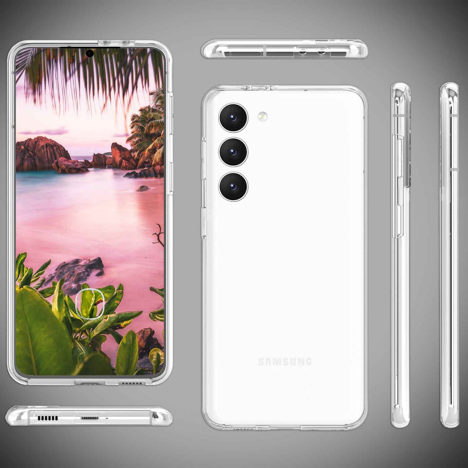 Klare 360 Grad Hülle für Samsung Galaxy S23 Plus, Full-Cover Schutz, Transparent