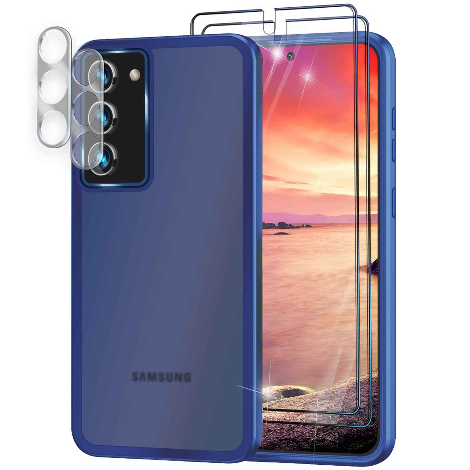 Hybrid Hülle Matt für Samsung Galaxy S23, 2x Display-/ Kameraschutz