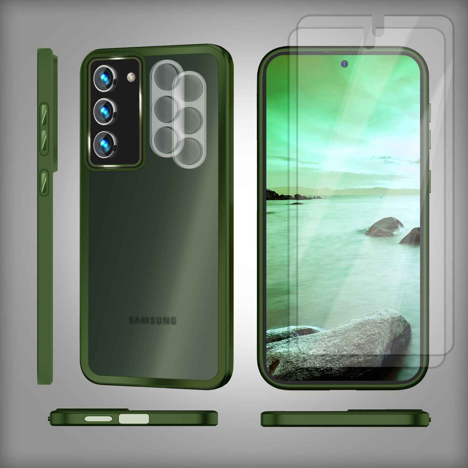 Hybrid Hülle Matt für Samsung Galaxy S23, 2x Display-/ Kameraschutz