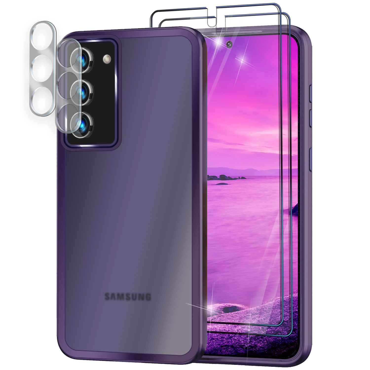 Hybrid Hülle Matt für Samsung Galaxy S23, 2x Display-/ Kameraschutz