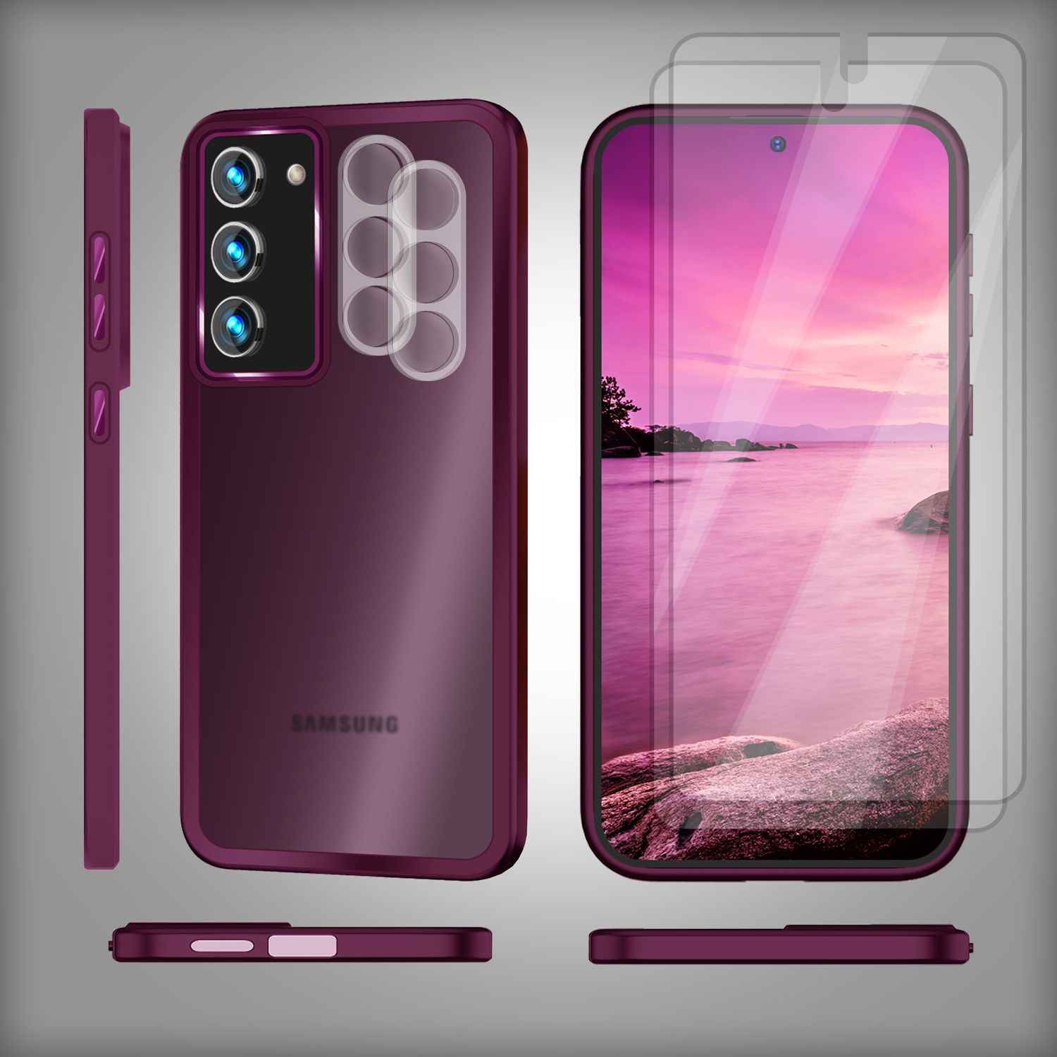 Hybrid Hülle für Samsung Galaxy S23 Plus, 2x Display- & Kameraschutz