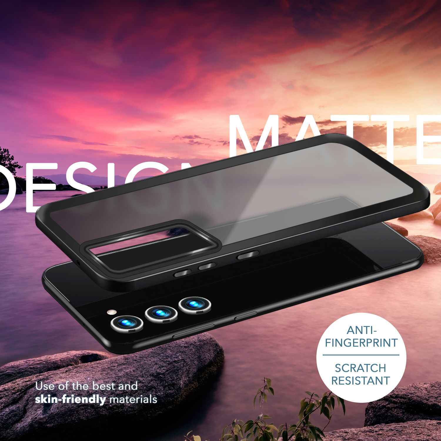 Hybrid Hülle für Samsung Galaxy S23 Plus, 2x Display- & Kameraschutz