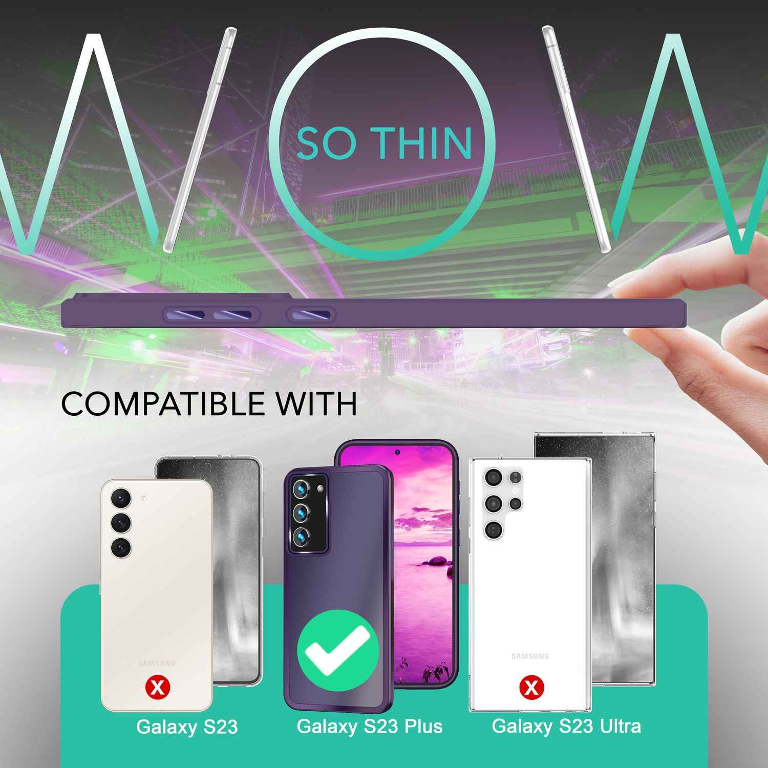 Hybrid Hülle für Samsung Galaxy S23 Plus, 2x Display- & Kameraschutz
