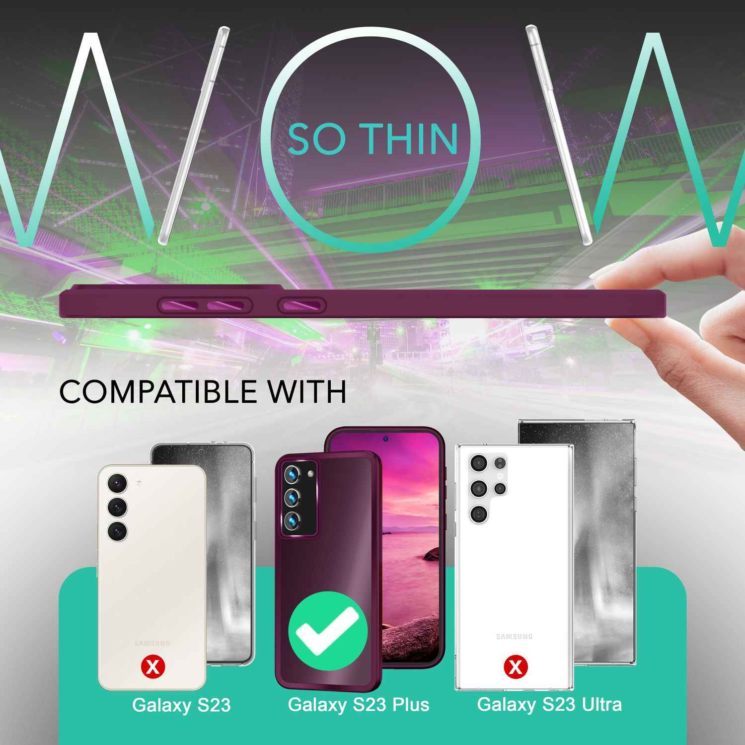 Hybrid Hülle für Samsung Galaxy S23 Plus, 2x Display- & Kameraschutz