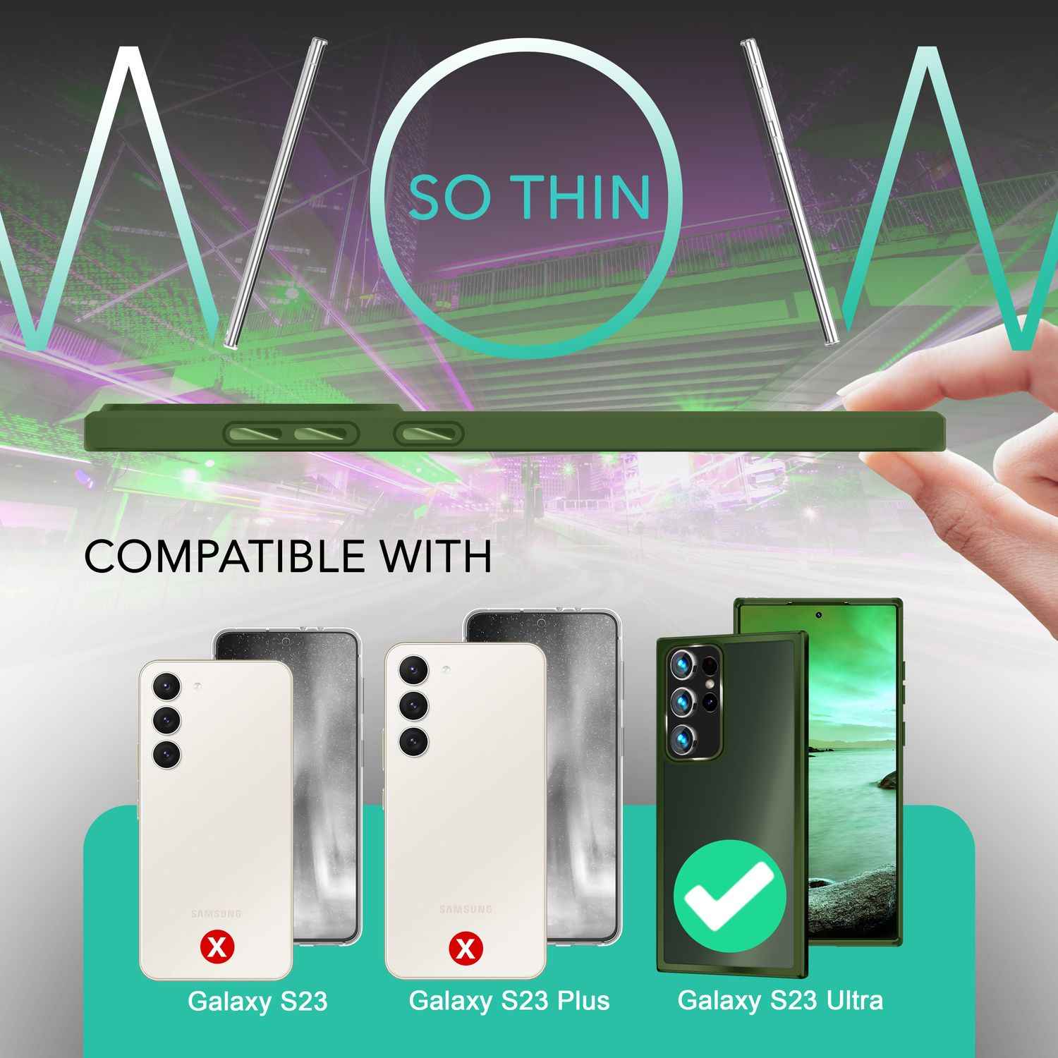 Hybrid Hülle für Samsung Galaxy S23 Ultra, 2x Display- & Kameraschutz