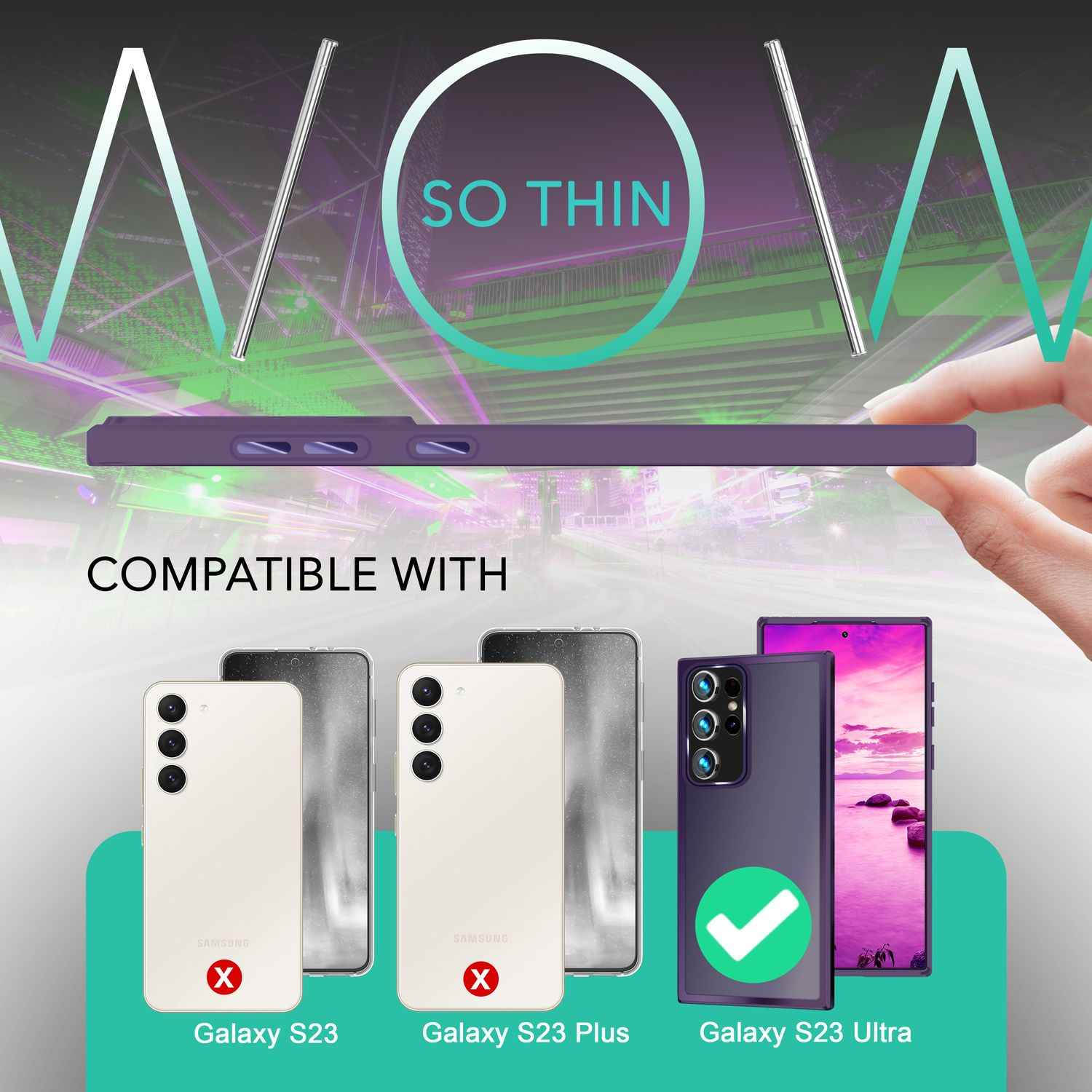 Hybrid Hülle für Samsung Galaxy S23 Ultra, 2x Display- & Kameraschutz