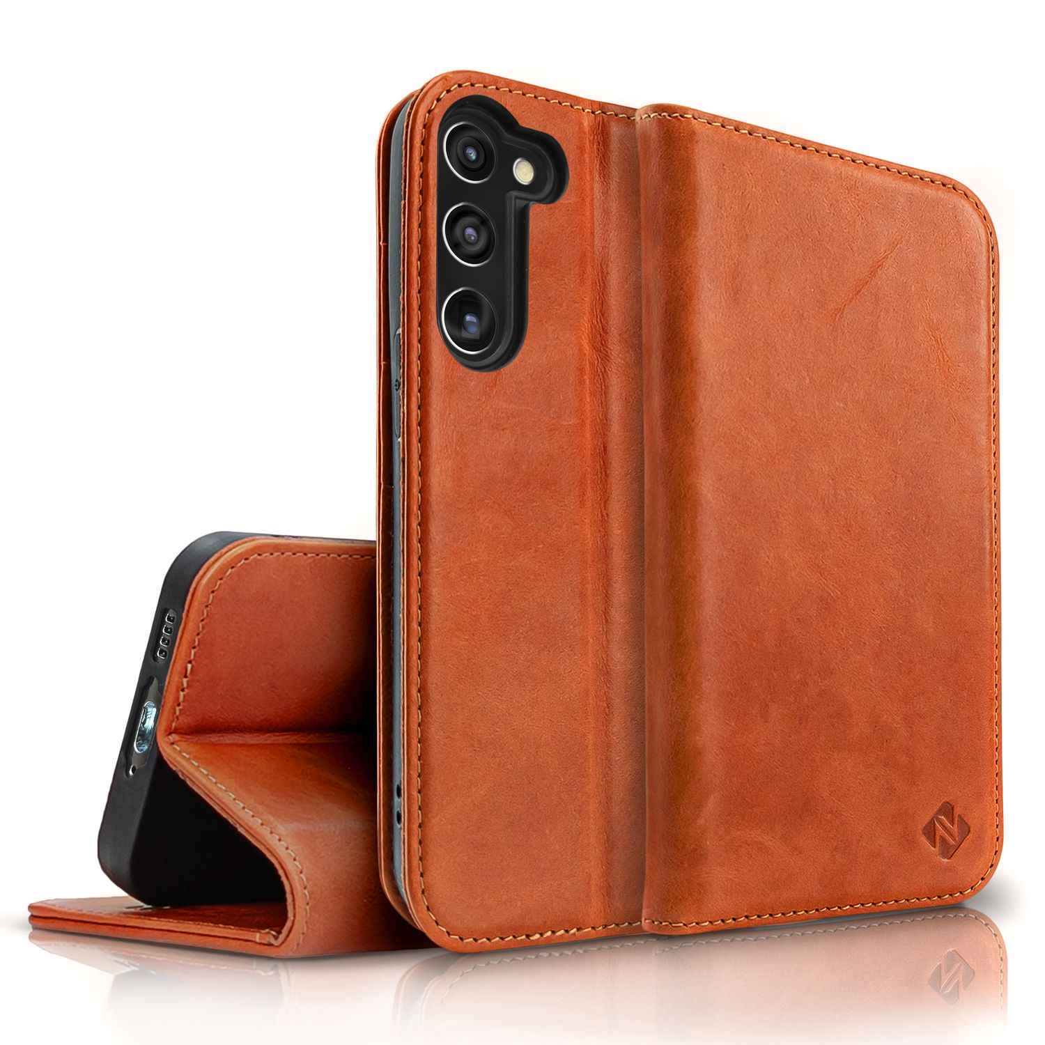 Flip-Case für Samsung Galaxy S23 Plus Echt Leder Handy Hülle 360 Grad Etui RFID