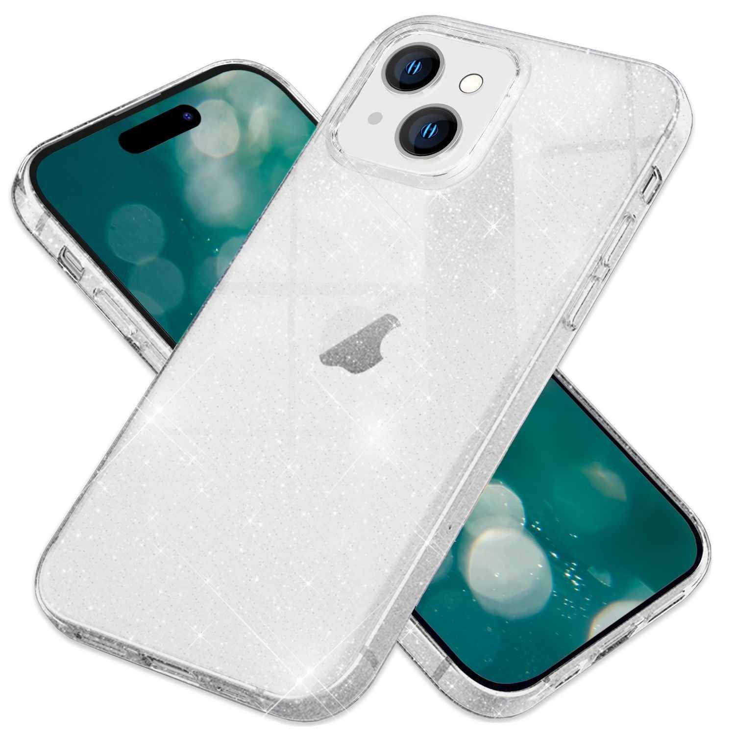 Glitzer Hülle für iPhone 15 Plus Bling Case Klar Silikon Handyhülle Tasche Cover