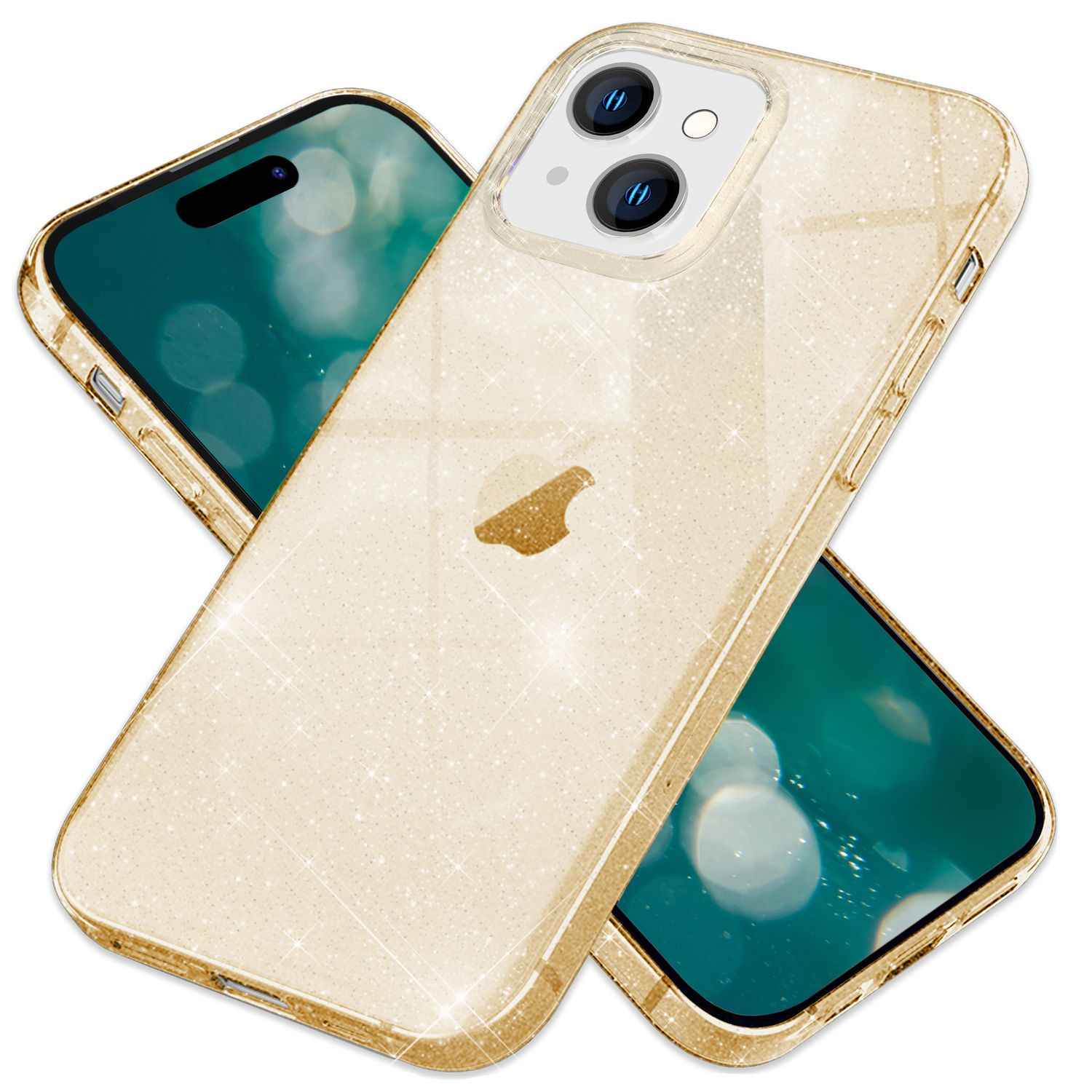 Glitzer Hülle für iPhone 15 Plus Bling Case Klar Silikon Handyhülle Tasche Cover