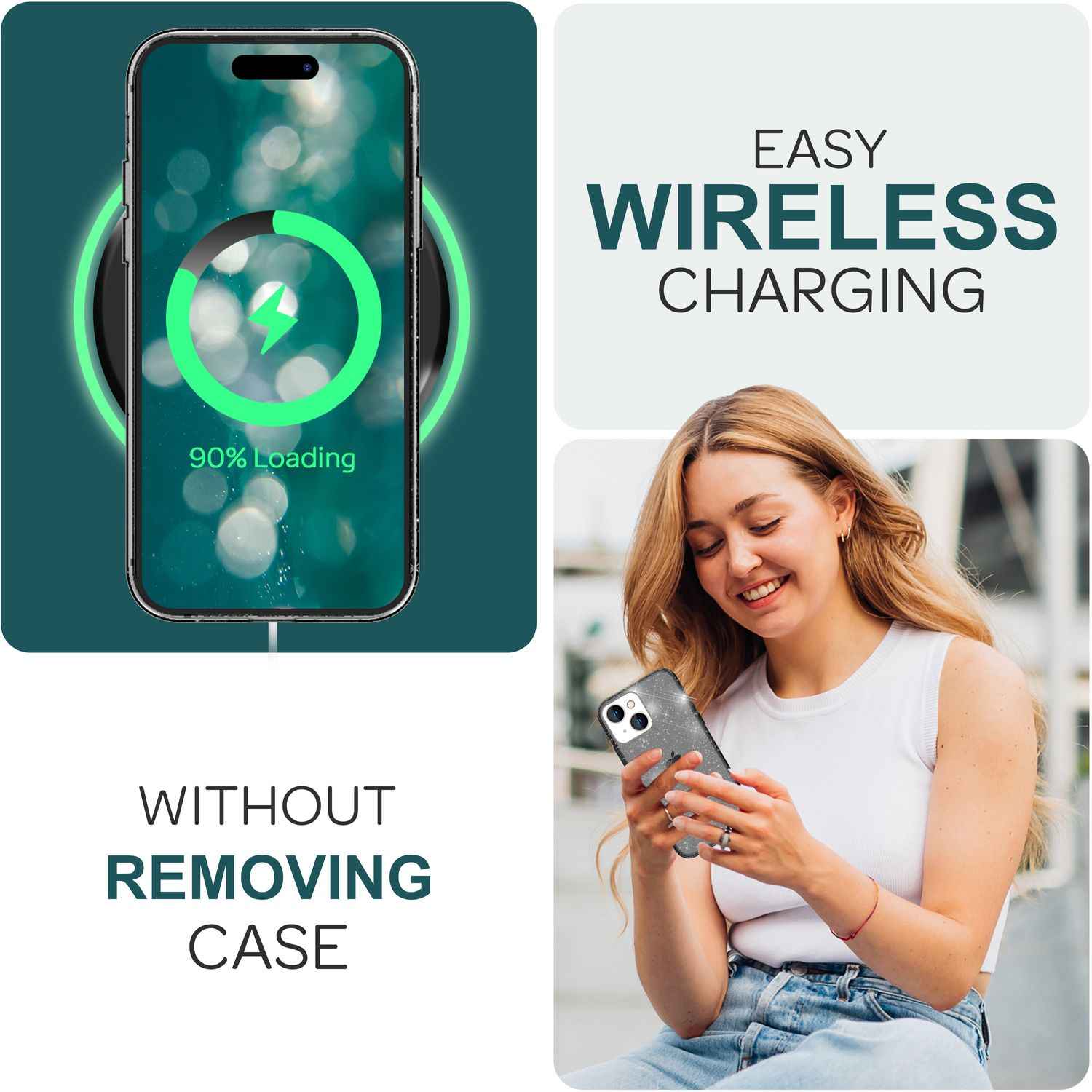 Glitzer Hülle für iPhone 15 Plus Bling Case Klar Silikon Handyhülle Tasche Cover