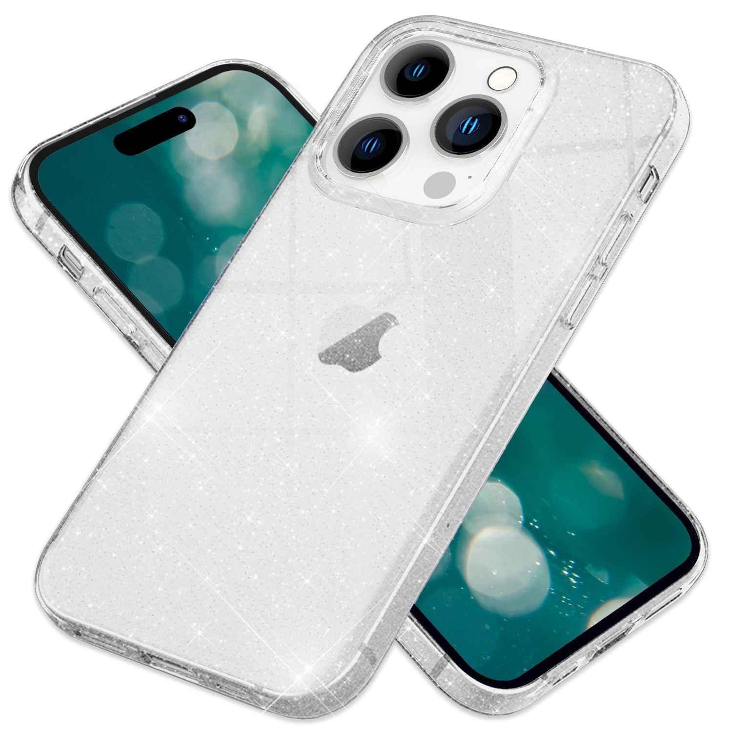 Glitzer Hülle für iPhone 15 Pro Max Bling Case Klar Silikon Handyhülle Tasche