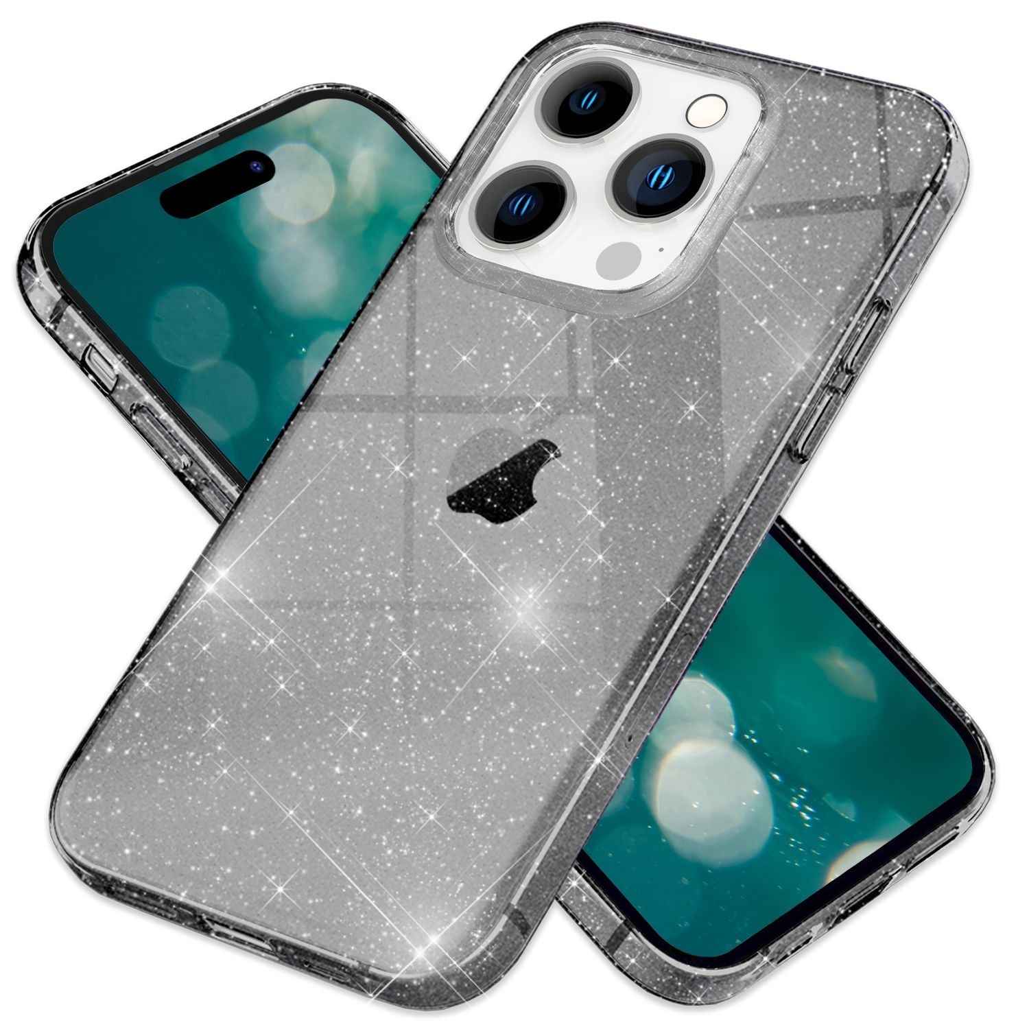 Glitzer Hülle für iPhone 15 Pro Max Bling Case Klar Silikon Handyhülle Tasche