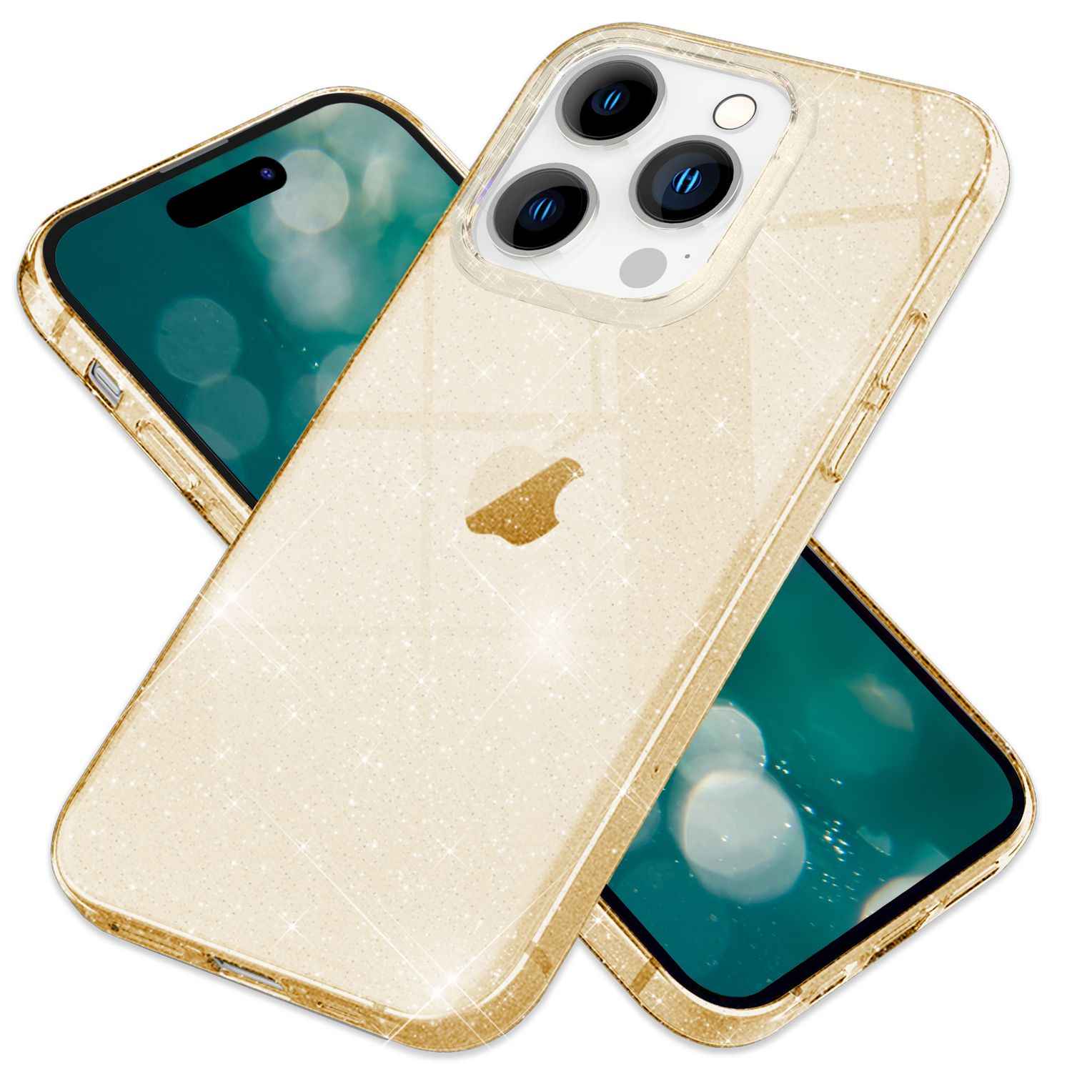 Glitzer Hülle für iPhone 15 Pro Max Bling Case Klar Silikon Handyhülle Tasche