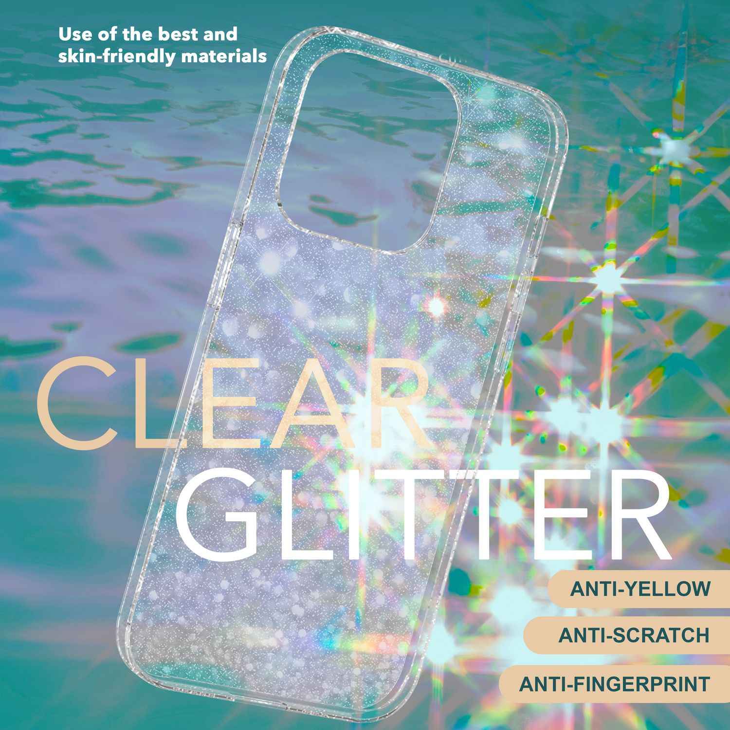Glitzer Hülle für iPhone 15 Pro Max Bling Case Klar Silikon Handyhülle Tasche