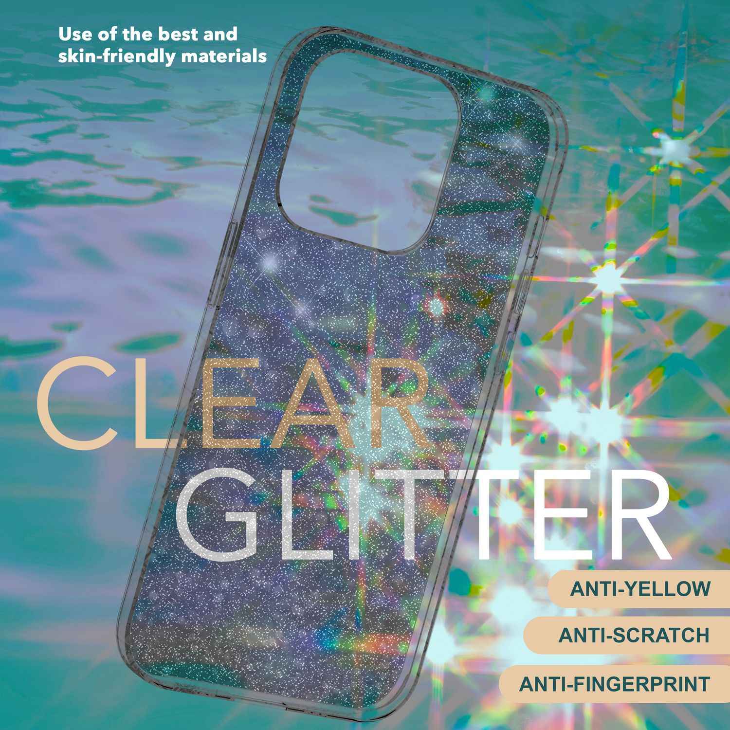 Glitzer Hülle für iPhone 15 Pro Max Bling Case Klar Silikon Handyhülle Tasche