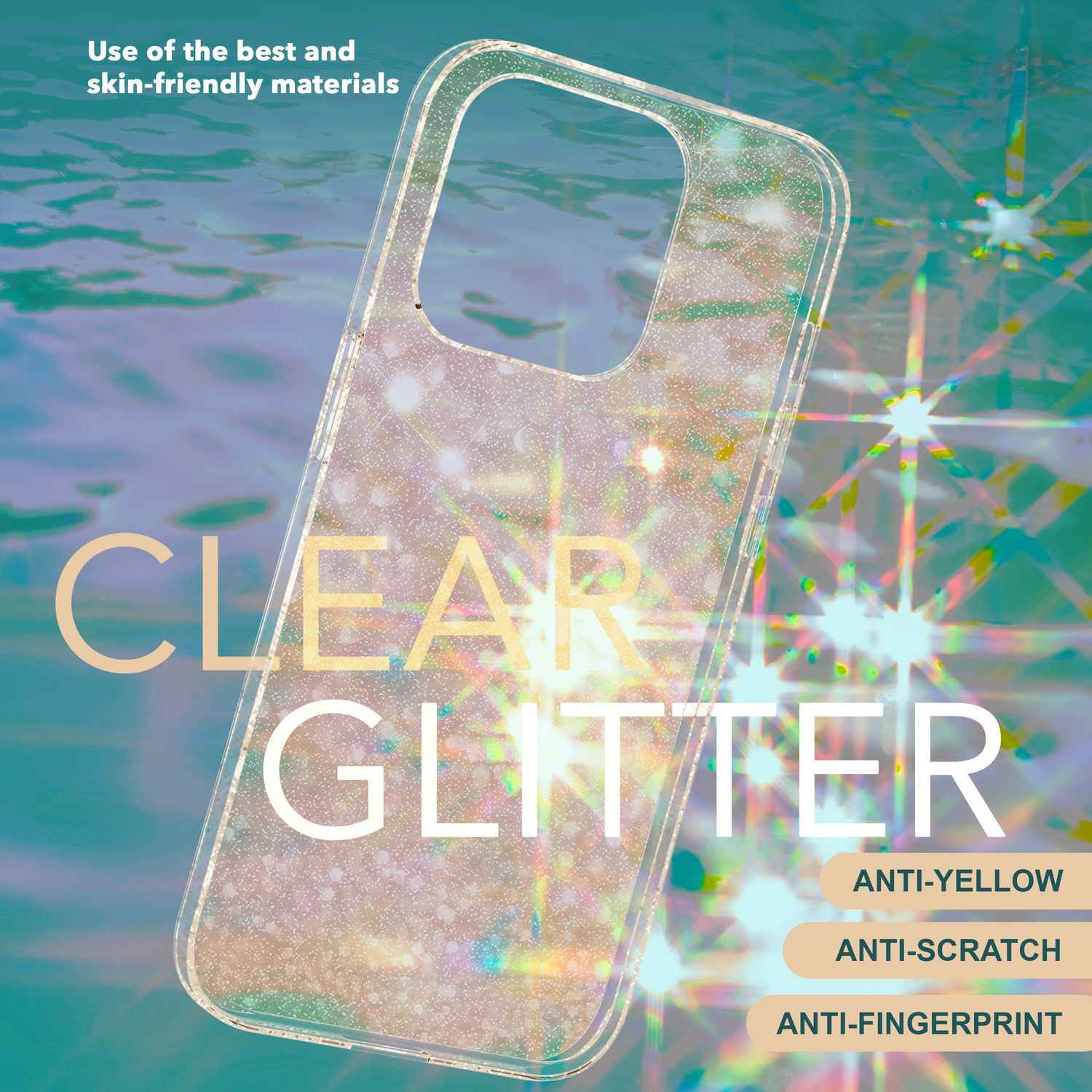 Glitzer Hülle für iPhone 15 Pro Max Bling Case Klar Silikon Handyhülle Tasche