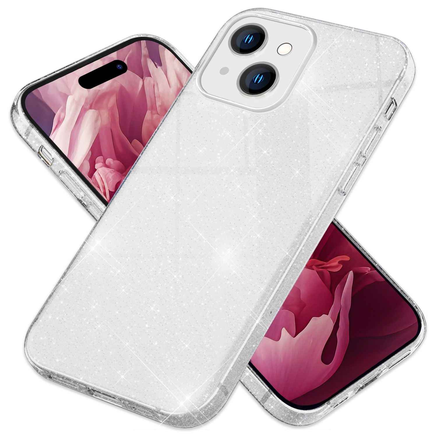 Glitzer Hülle für iPhone 15 Hybrid Bling Case Silikon Handyhülle Schutz Tasche