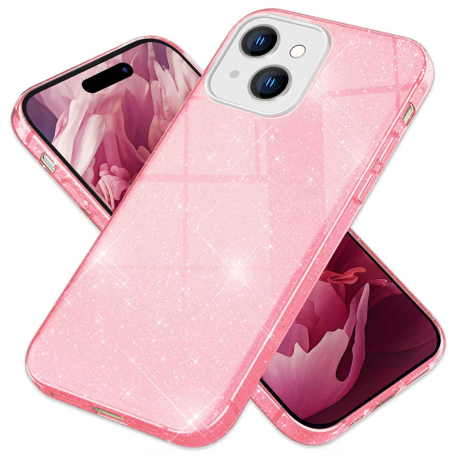 Glitzer Hülle für iPhone 15 Hybrid Bling Case Silikon Handyhülle Schutz Tasche