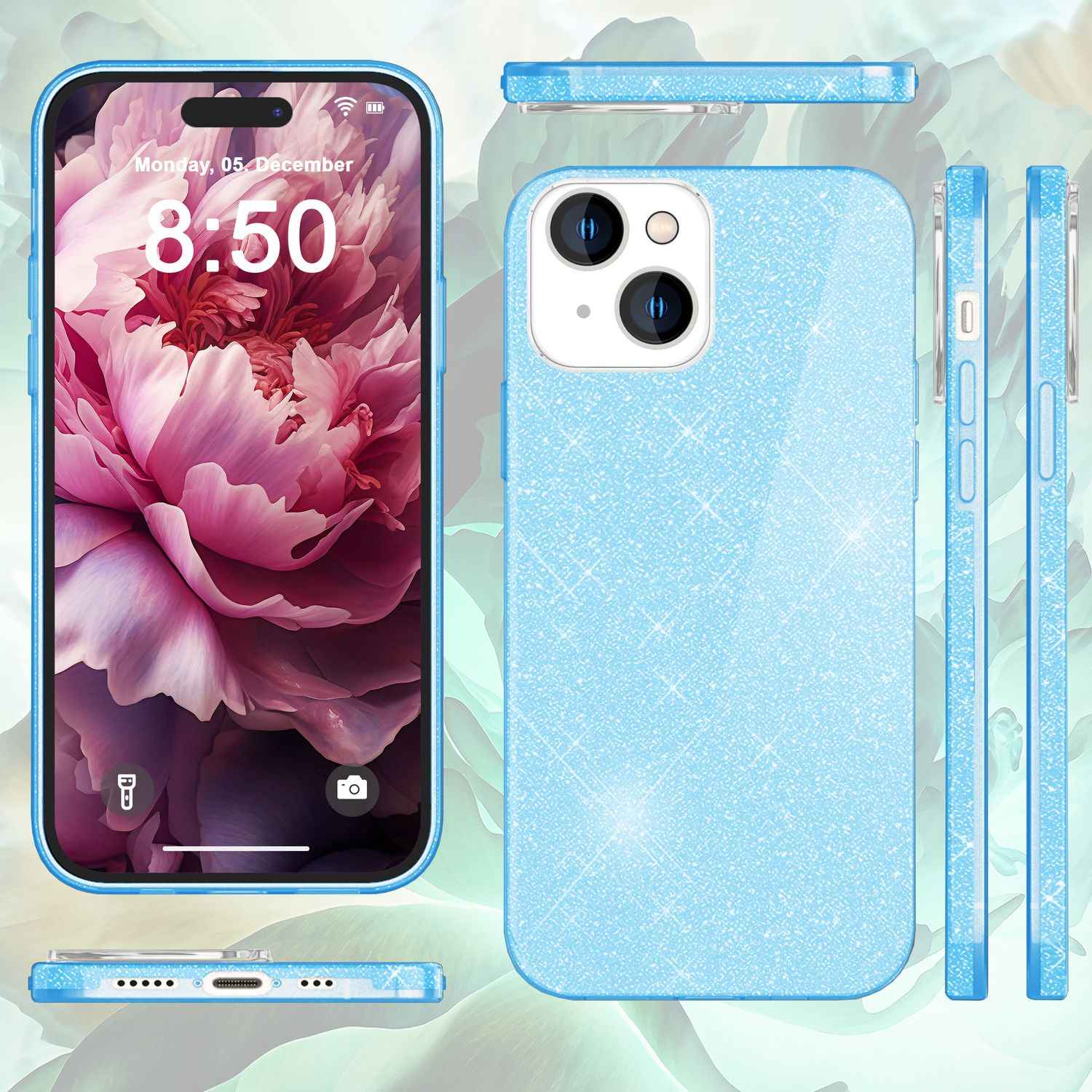 Glitzer Hülle für iPhone 15 Plus Hybrid Bling Case Silikon Handyhülle Tasche TPU