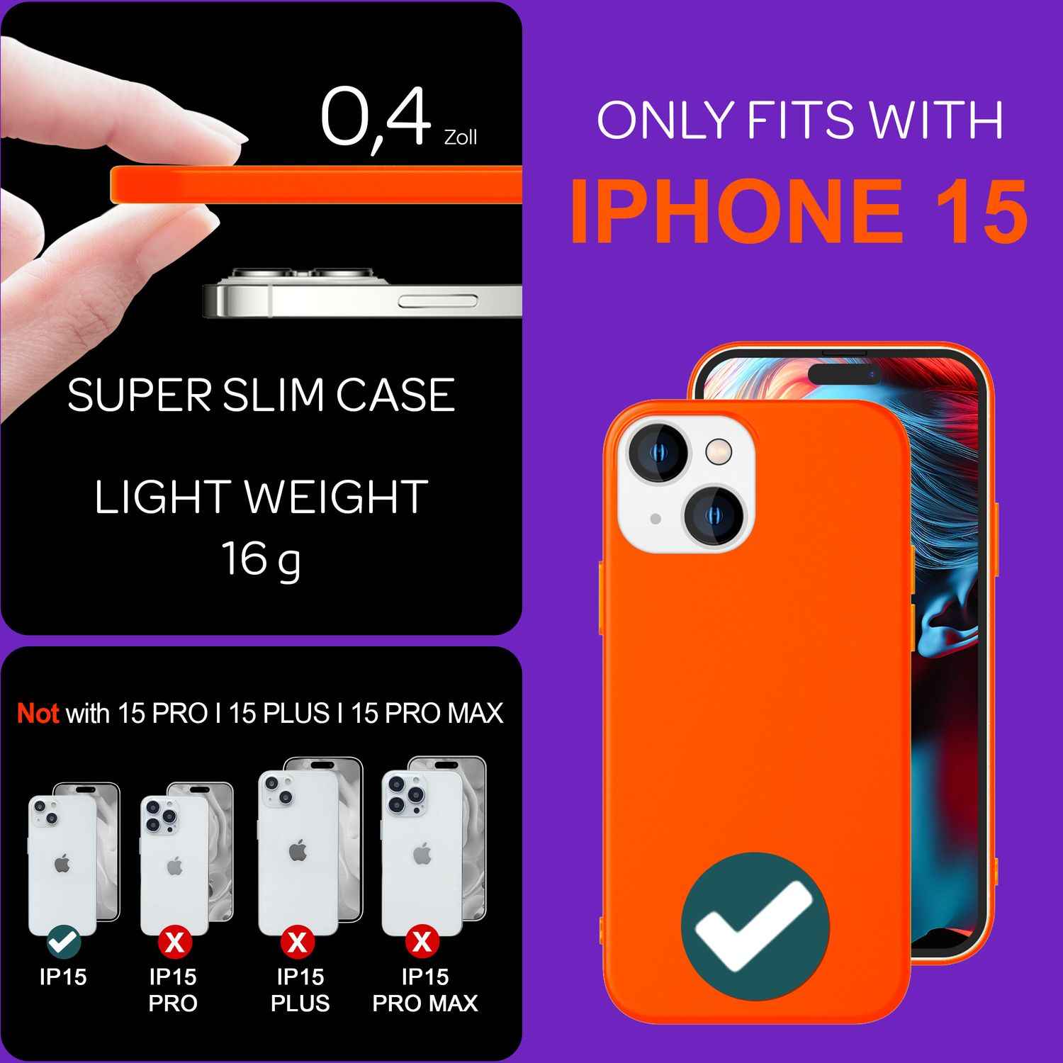 NALIA Neon Cover für iPhone 15 Hülle, Bunte Silikonhülle Intensive Farbe, Samtig Weich Gummierte Handyhülle, Soft Case