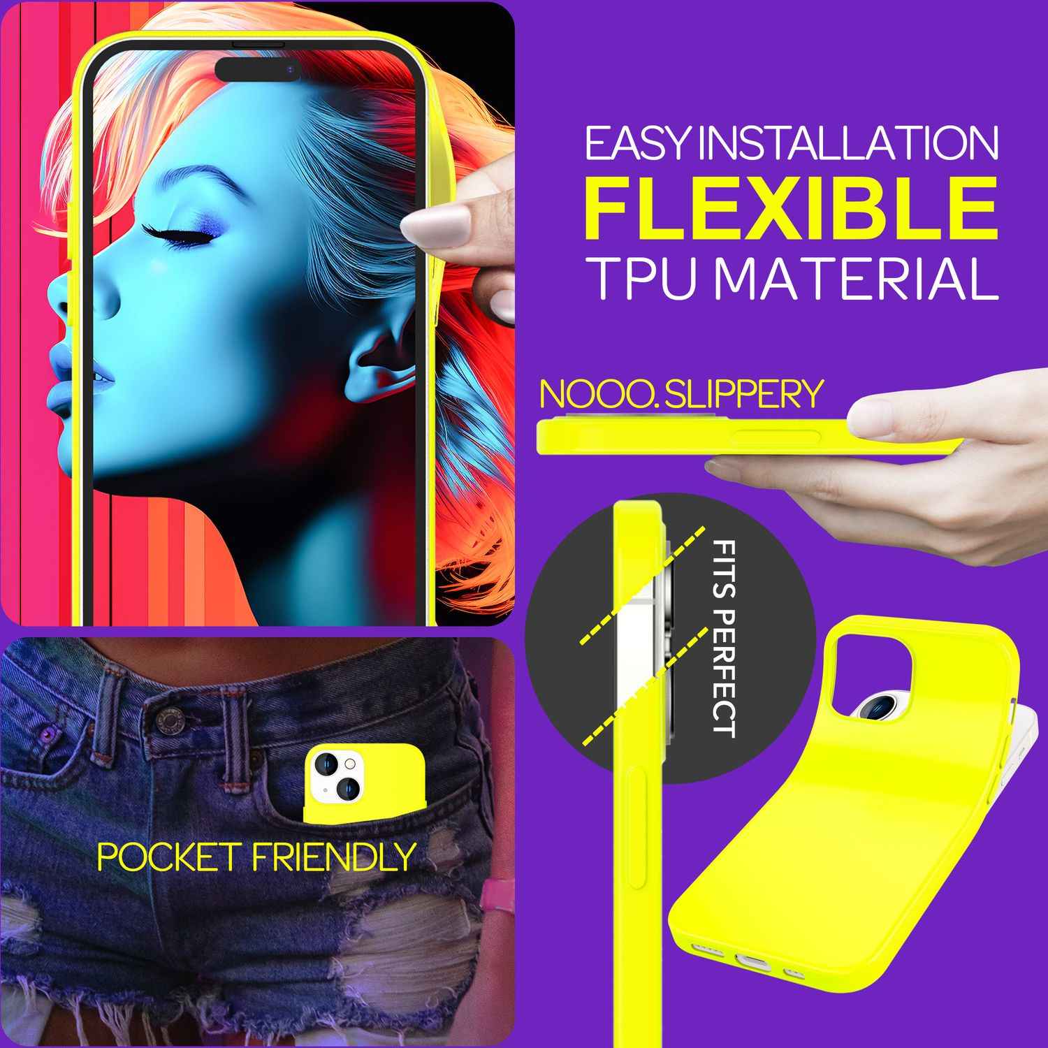 NALIA Neon Cover für iPhone 15 Hülle, Bunte Silikonhülle Intensive Farbe, Samtig Weich Gummierte Handyhülle, Soft Case