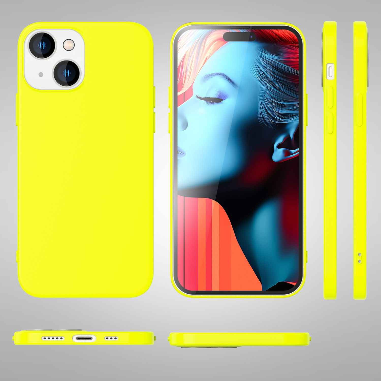 NALIA Neon Cover für iPhone 15 Hülle, Bunte Silikonhülle Intensive Farbe, Samtig Weich Gummierte Handyhülle, Soft Case