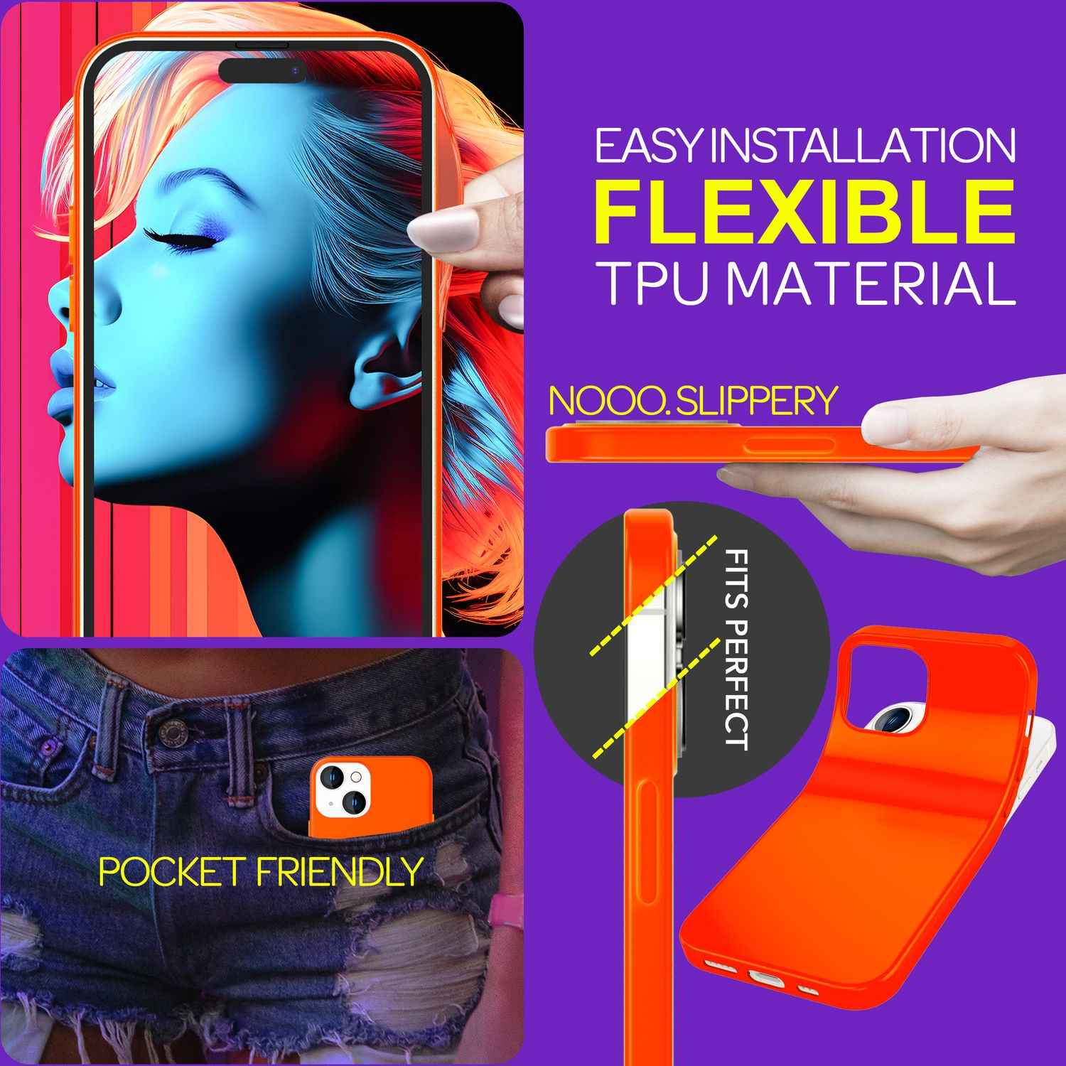 Hülle Neon für iPhone 15 Plus Silikon Schutzhülle Bunt Slim Case Handyhülle Soft
