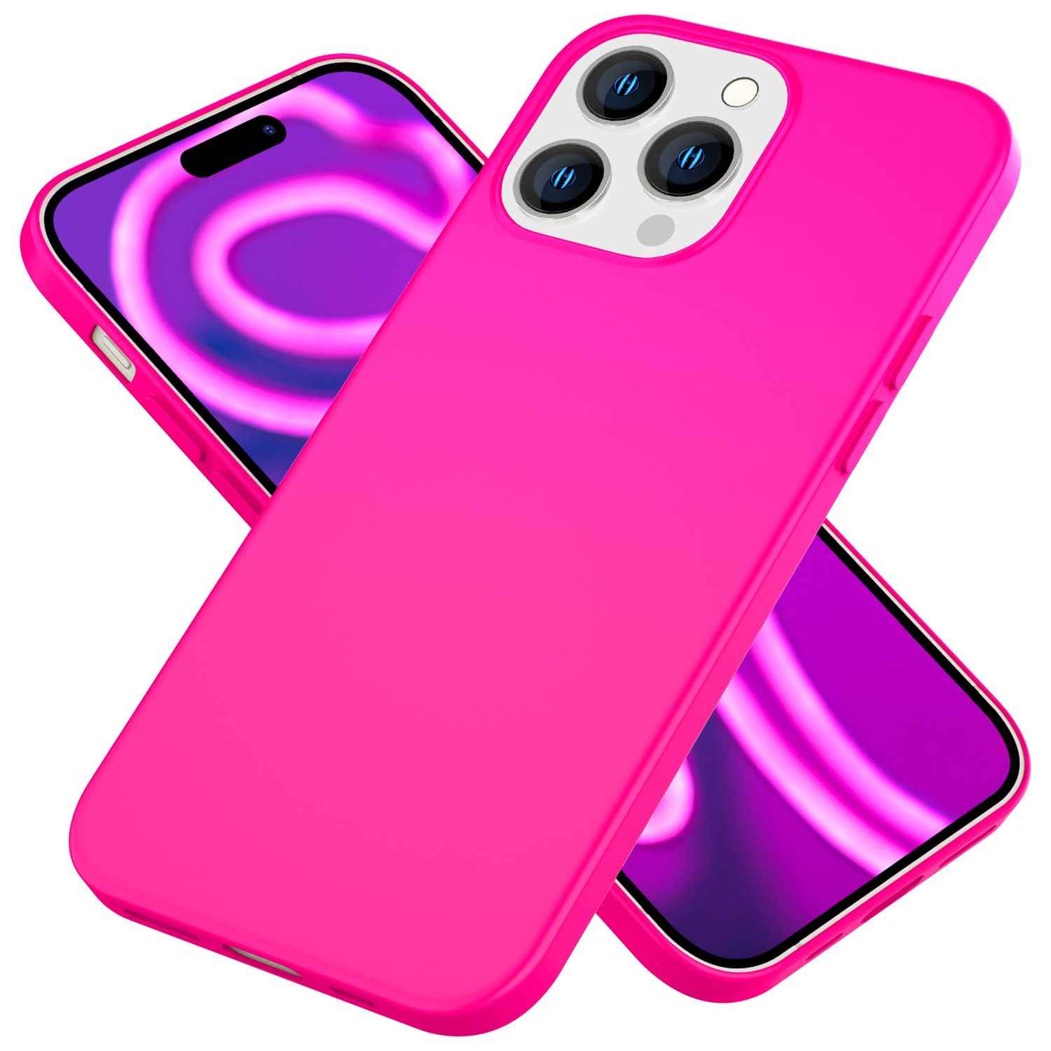 Hülle Neon für iPhone 15 Pro Silikon Schutzhülle Bunt Slim Case Handyhülle Cover