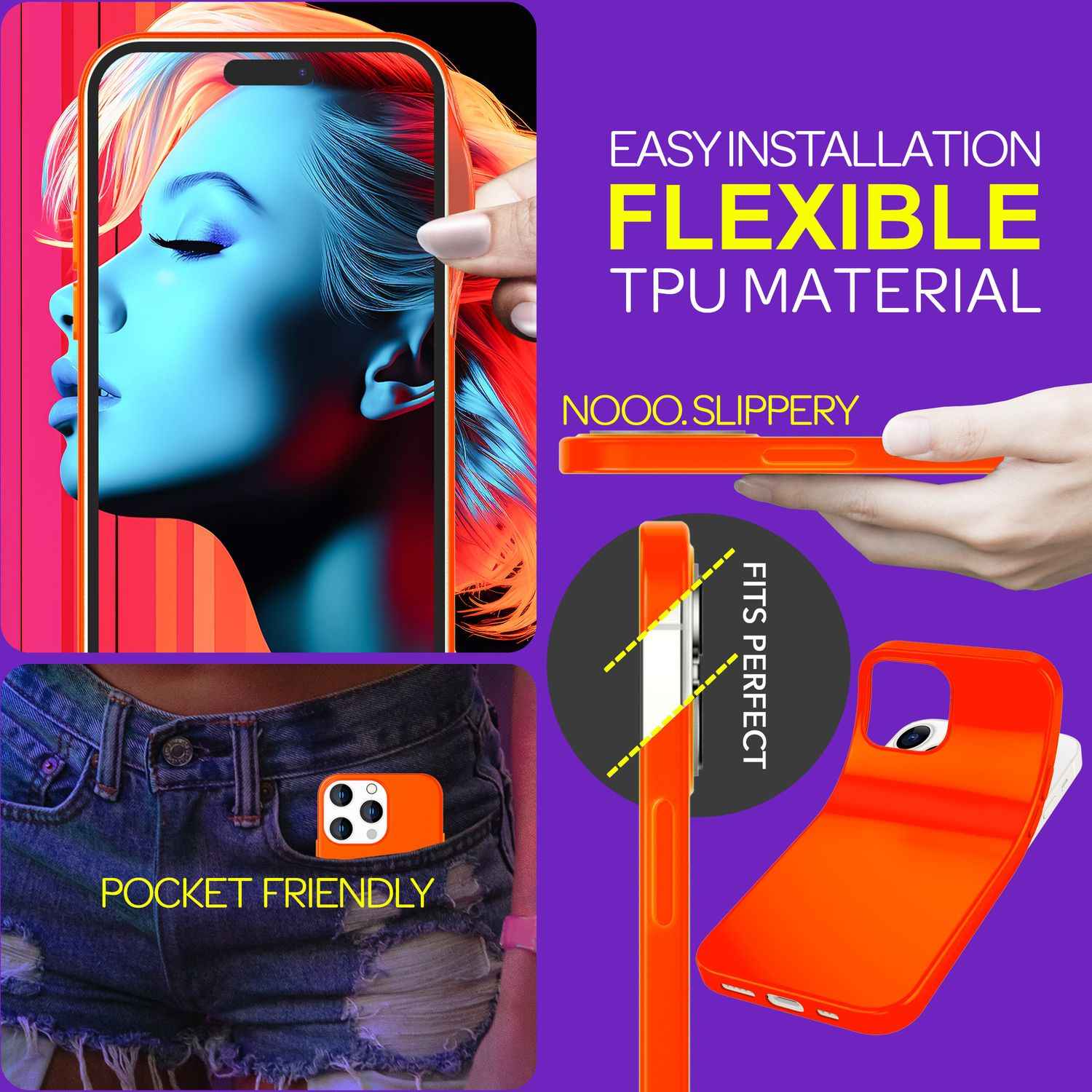 Hülle Neon für iPhone 15 Pro Max Silikon Schutzhülle Bunt Case Handyhülle Cover