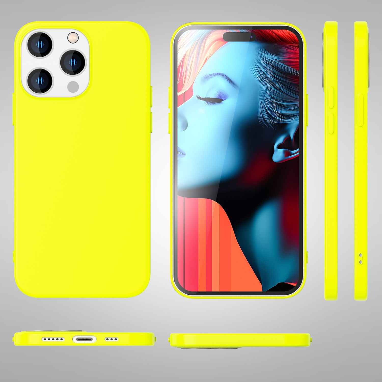 Hülle Neon für iPhone 15 Pro Max Silikon Schutzhülle Bunt Case Handyhülle Cover