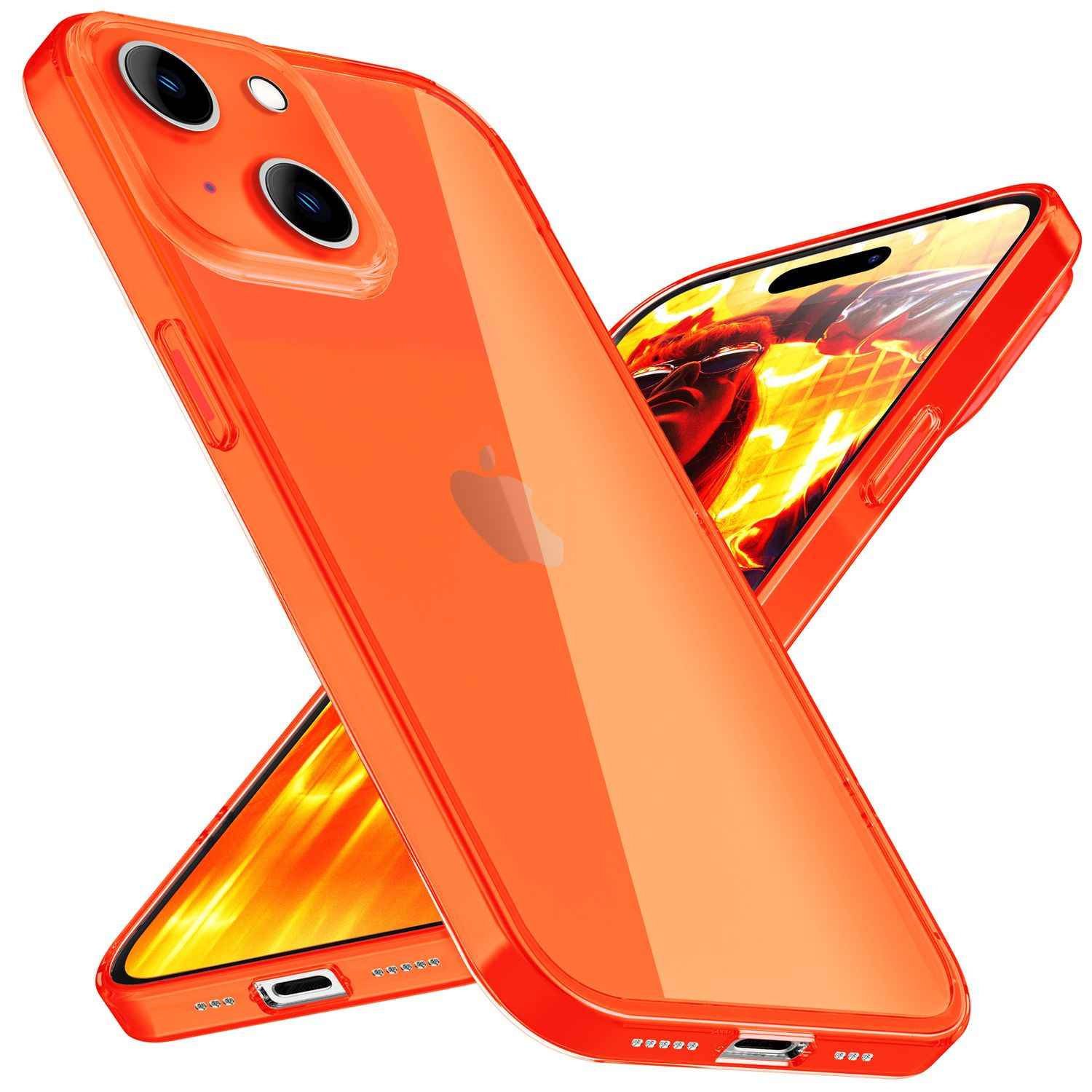 Hülle Neon Klar für iPhone 15 Bunt Leuchtend Silikon Handyhülle Slim Schutz Case