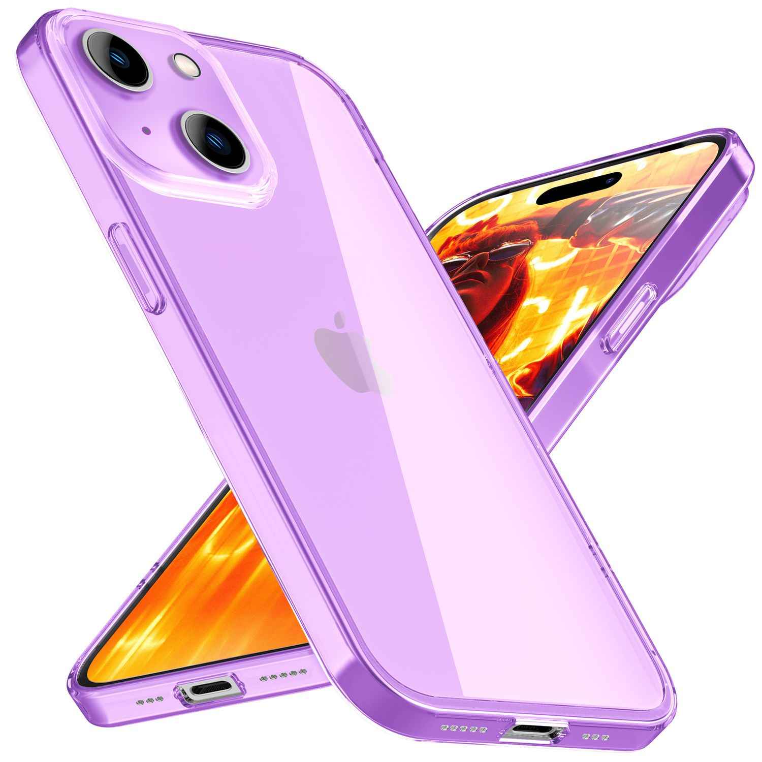 Hülle Neon Klar für iPhone 15 Plus Bunt Leuchtend Silikon Handyhülle Schutz Case