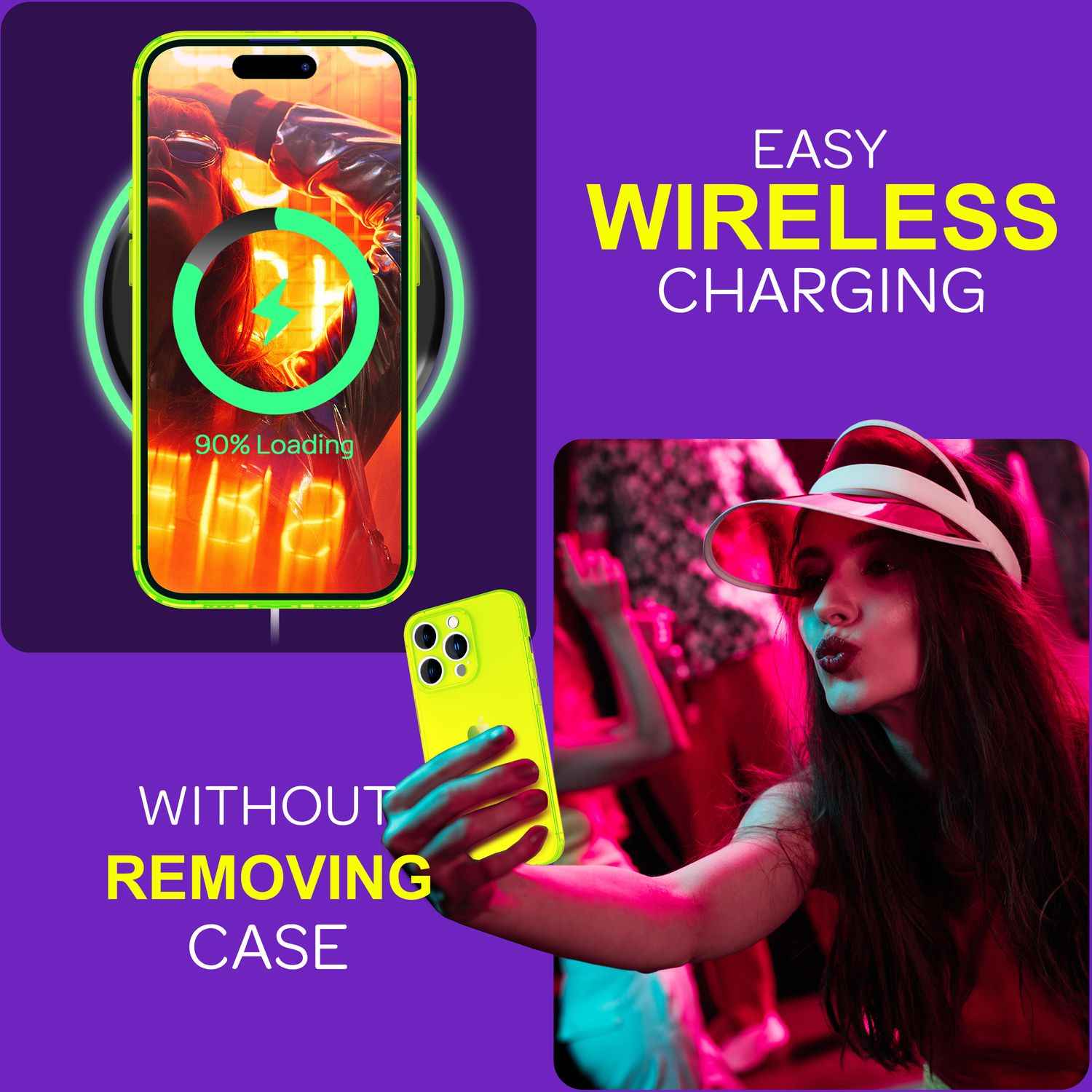 Hülle Neon Klar für iPhone 15 Pro Bunt Leuchtend Silikon Handyhülle Schutz Cover