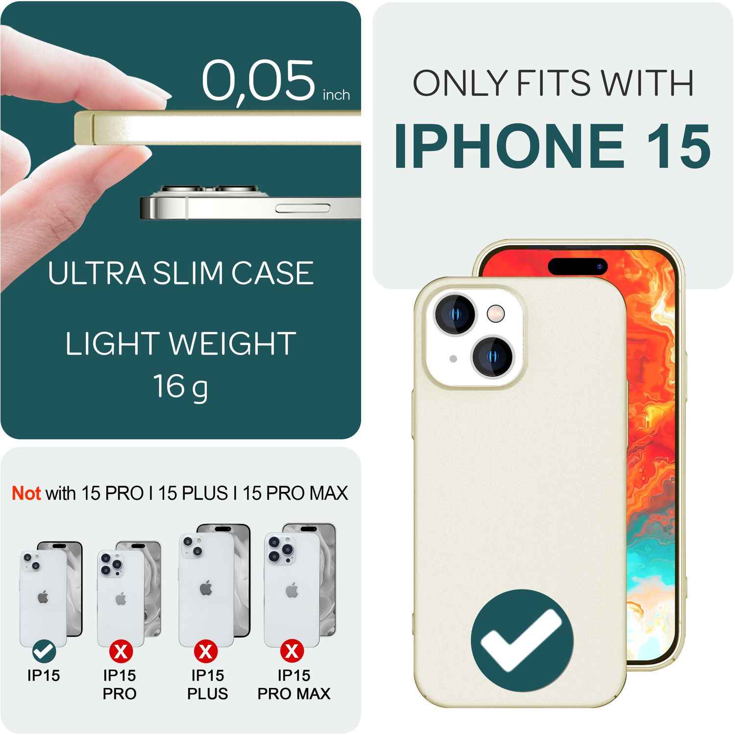 Dünne 0,5mm Hülle für iPhone 15 Hard Case Matt Ultra Slim Handyhülle Schutzhülle