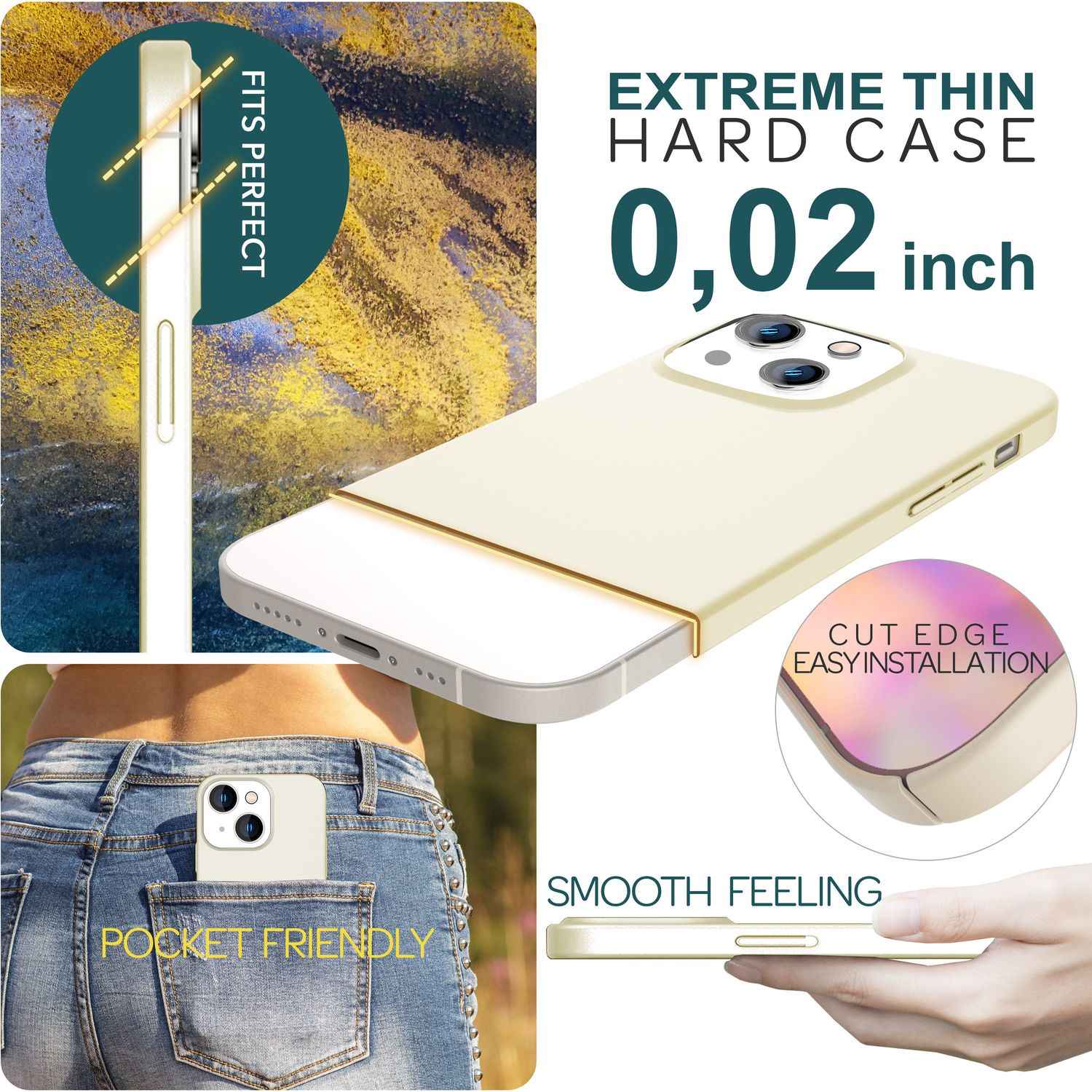 Dünne 0,5mm Hülle für iPhone 15 Plus Hard Case Ultra Slim Handyhülle Schutzhülle