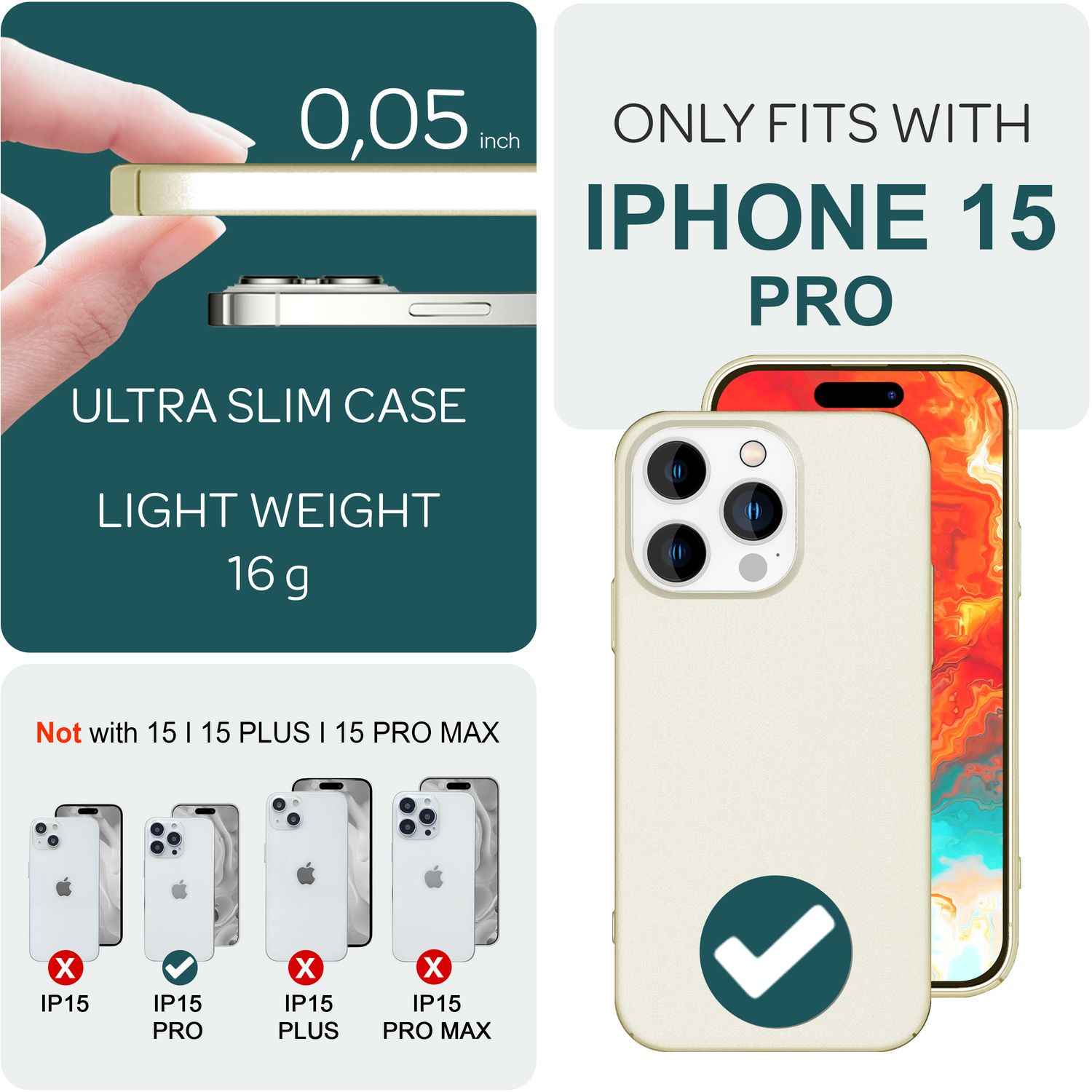 Dünne 0,5mm Hülle für iPhone 15 Pro Hard Case Ultra Slim Handyhülle Schutzhülle