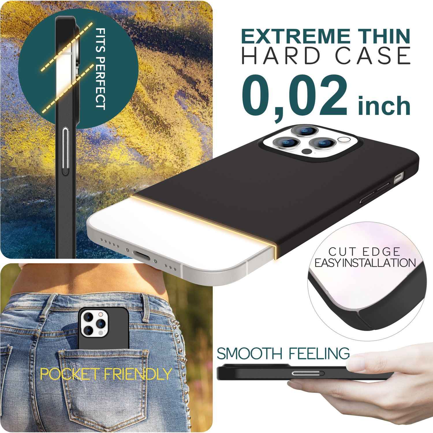 Dünne 0,5mm Hülle für iPhone 15 Pro Max Hard Case Ultra Slim Schutz Handyhülle