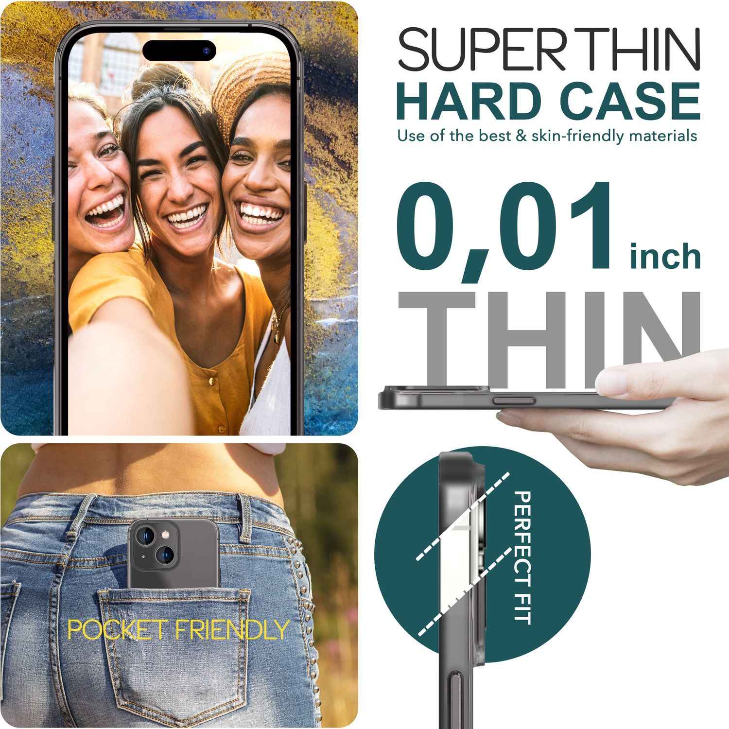 Ultra Dünne 0,3mm Hülle für iPhone 15 Matt Slim Case Handyhülle Hart Schutzhülle