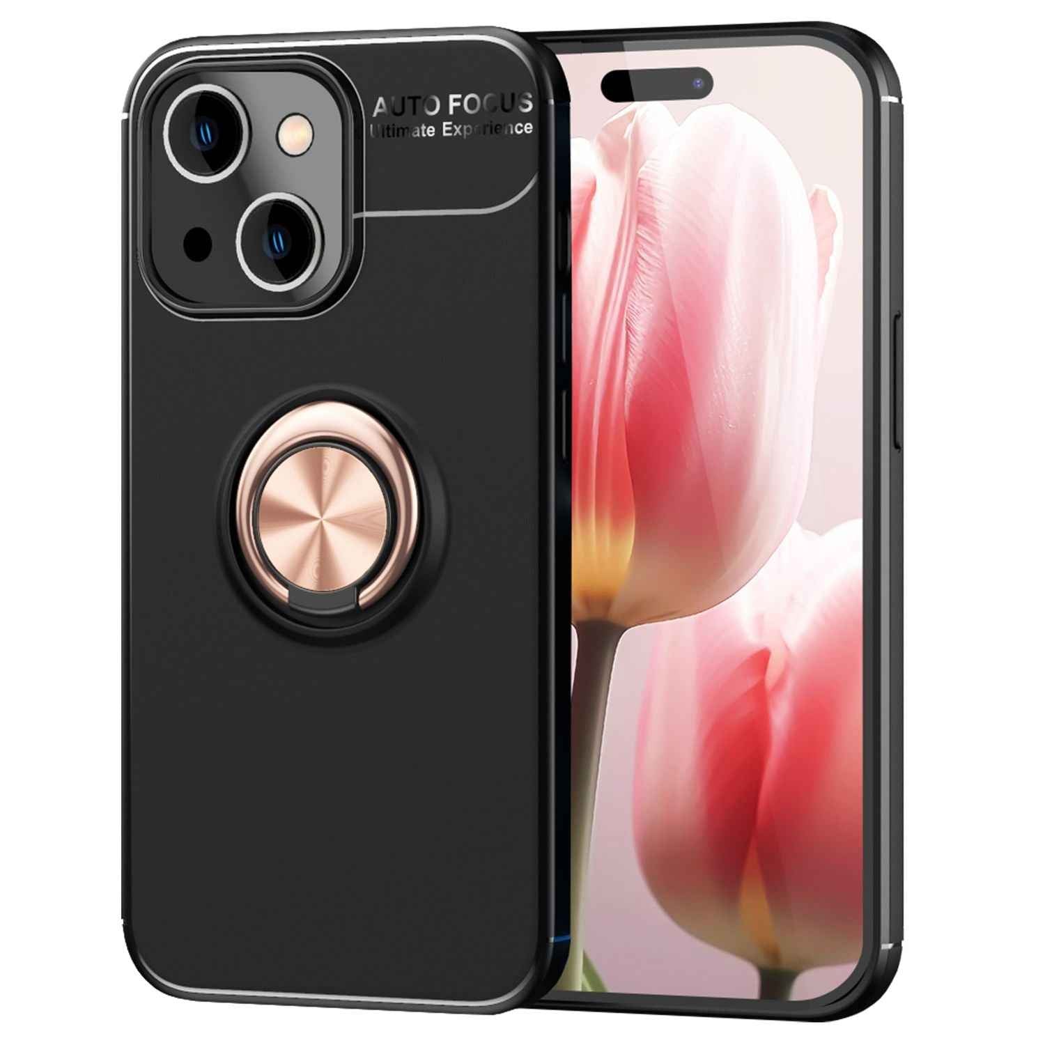 Hülle mit Ring für iPhone 15 Plus Silikon Handyhülle Case Schutz Cover Ringhülle