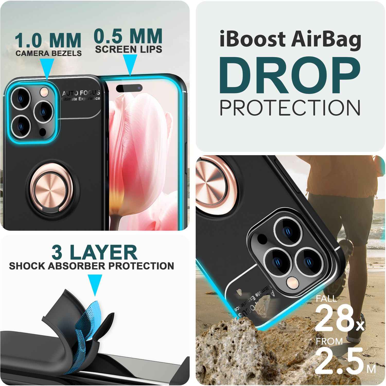 Hülle mit Ring für iPhone 15 Pro Silikon Handyhülle Case Schutz Cover Ringhülle