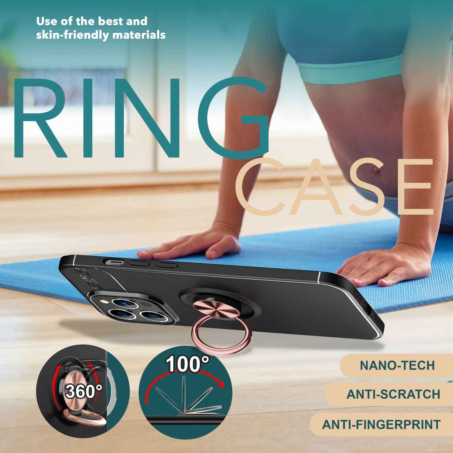 Hülle mit Ring für iPhone 15 Pro Silikon Handyhülle Case Schutz Cover Ringhülle