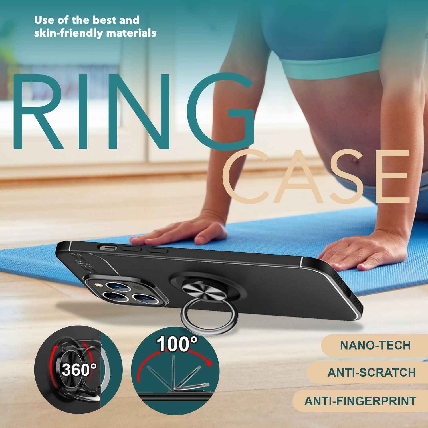 Hülle mit Ring für iPhone 15 Pro Silikon Handyhülle Case Schutz Cover Ringhülle
